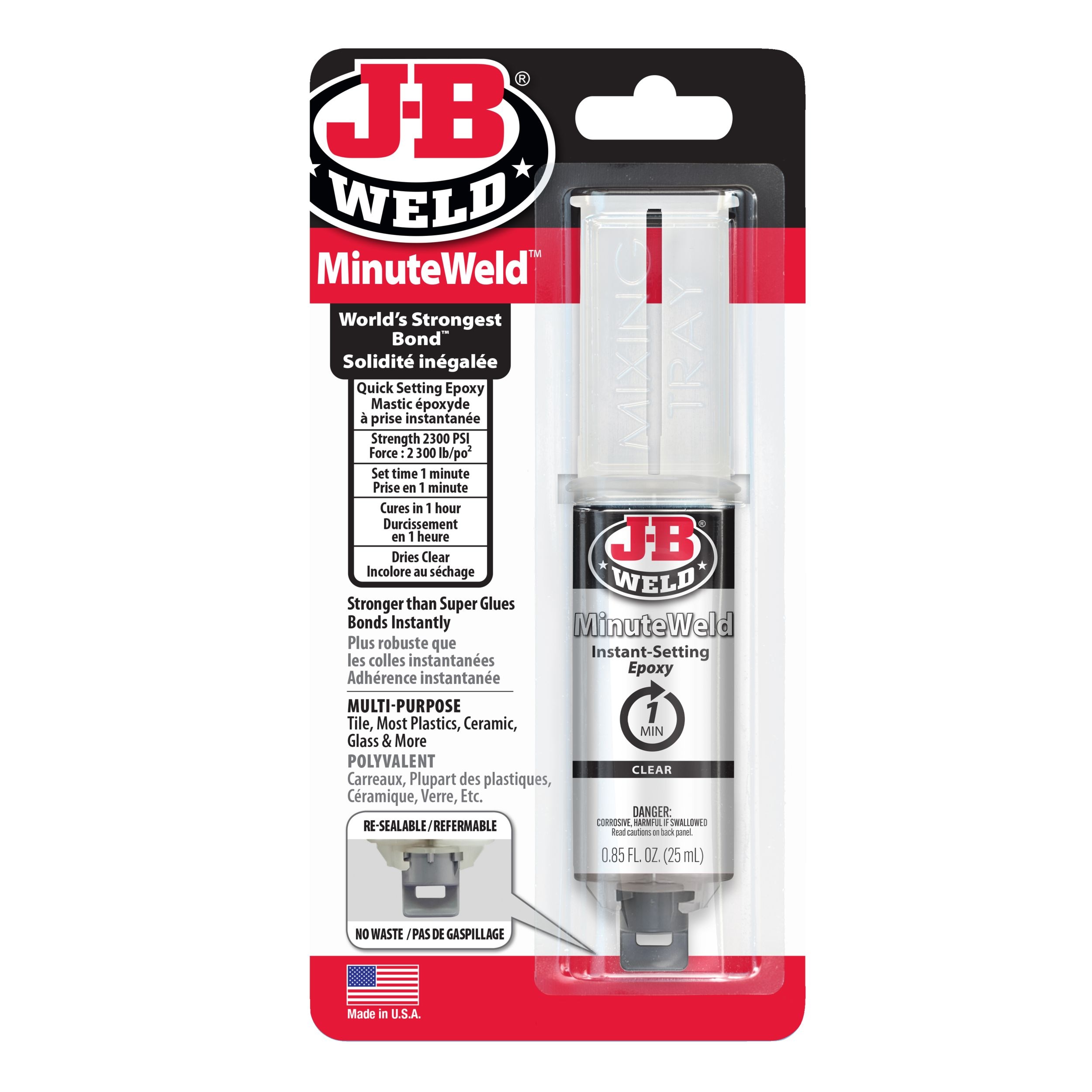 Adhésif époxyde instantané JB Weld Minute Weld en seringue, 50101
