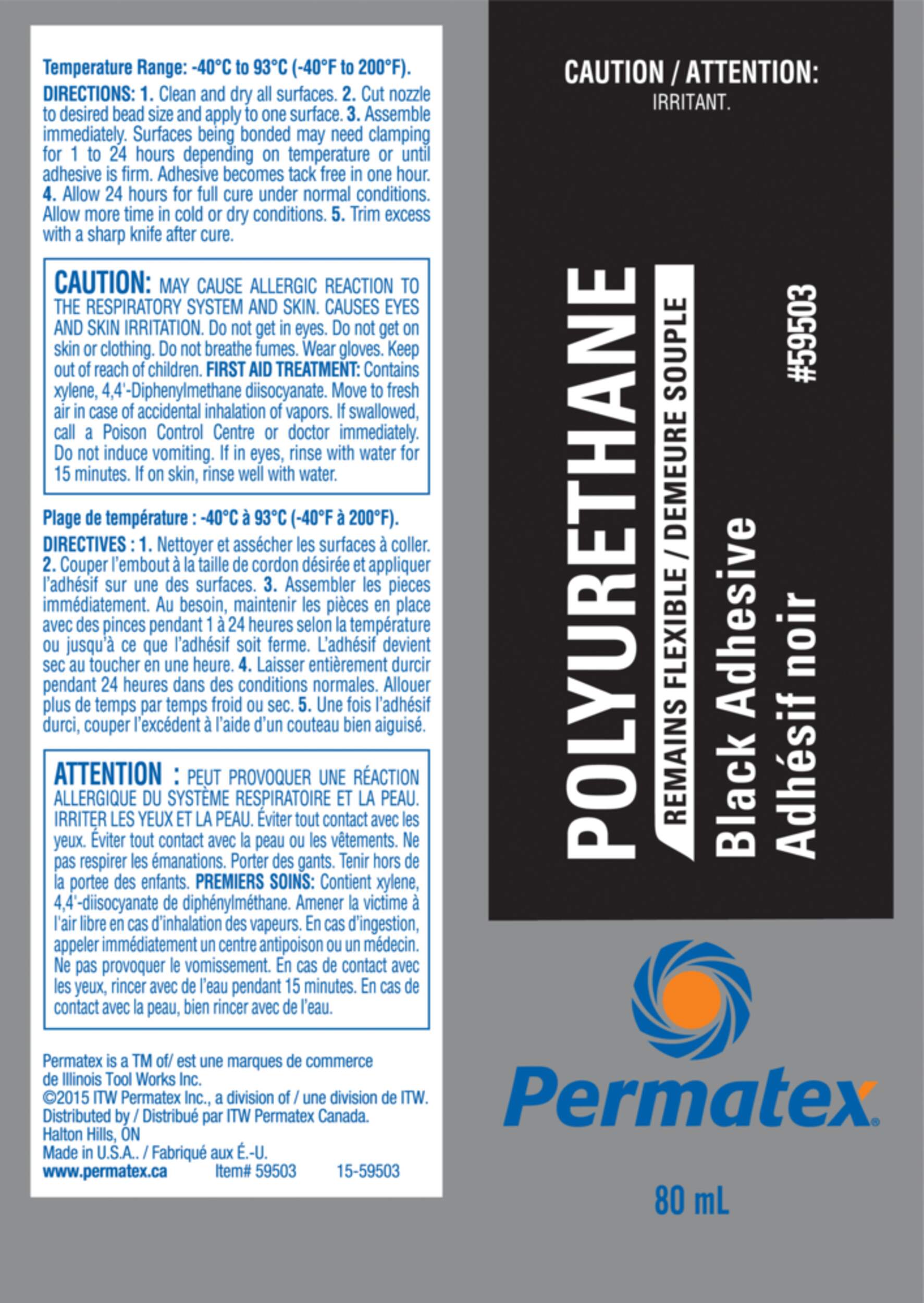 Permatex® Black Polyurethane Adhesive, 80mL Canadian Tire