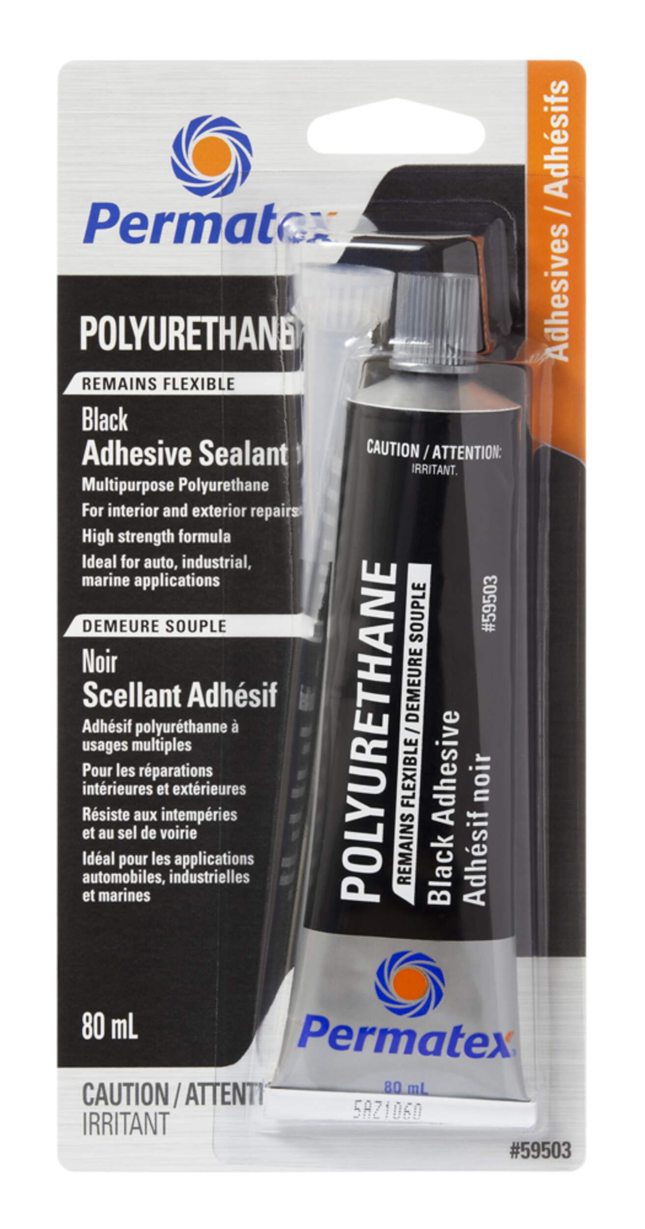 Permatex® Black Polyurethane Adhesive, 80-mL Front_Flat
