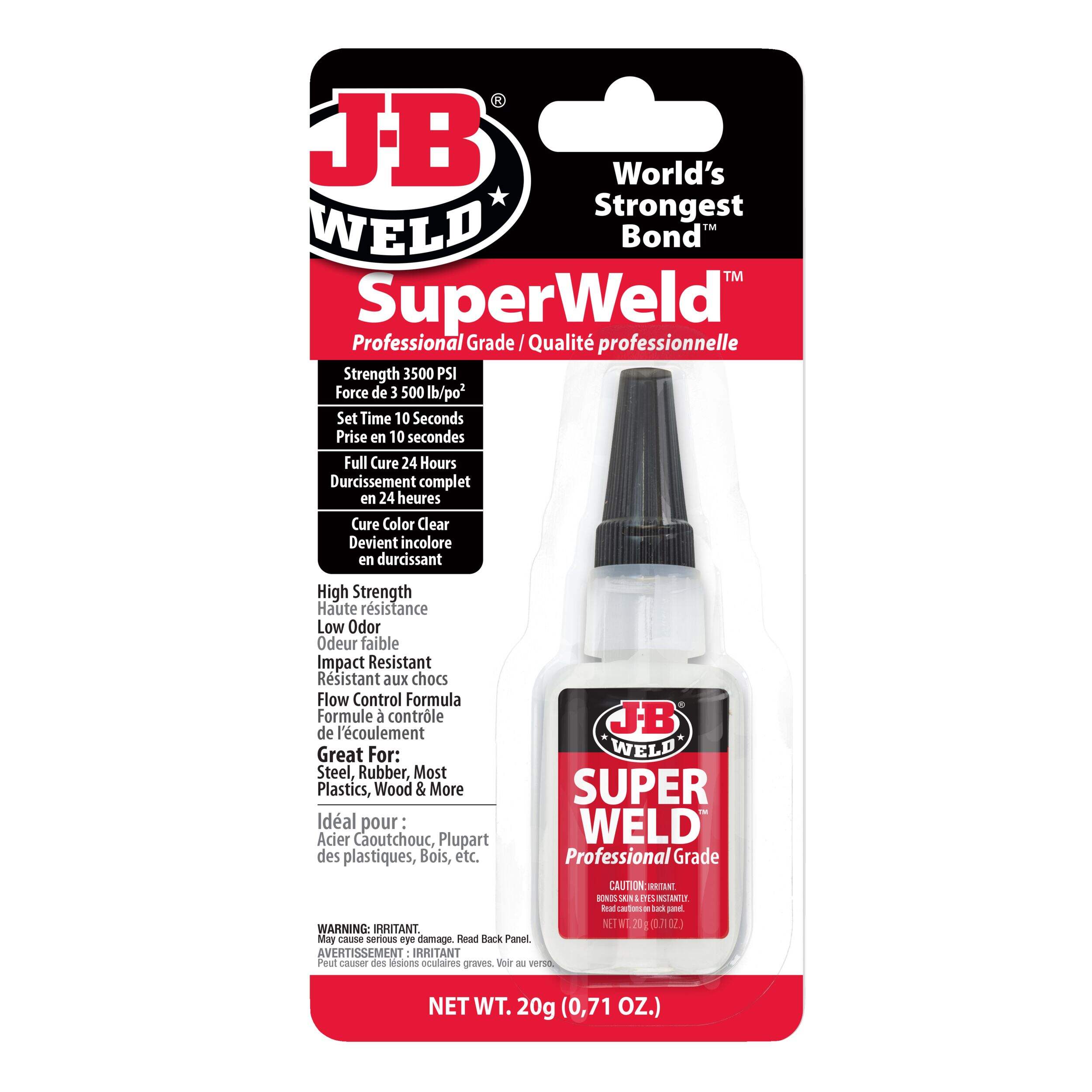 J-B Weld SuperWeld Professional Grade Instant Adhesive Glue, Clear, 20-g Front_Flat