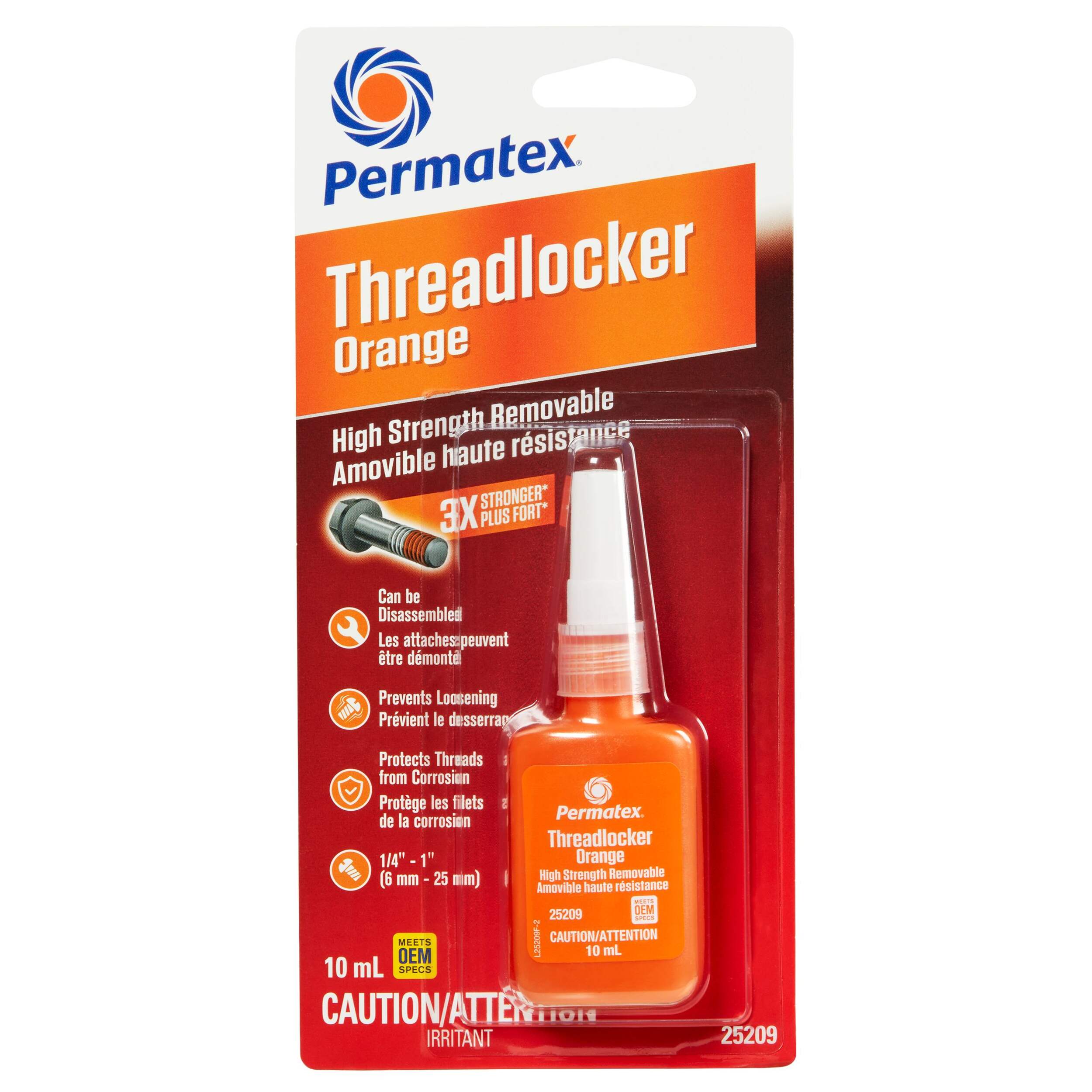 Permatex® Hybrid Strength Removable Threadlocker, Orange, 10-mL Front_Flat