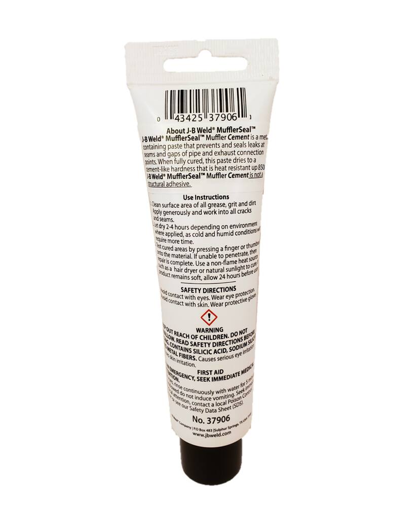 JB Weld 37906 Muffler Seal Muffler Cement Paste Plastic Tube, 6-oz ...