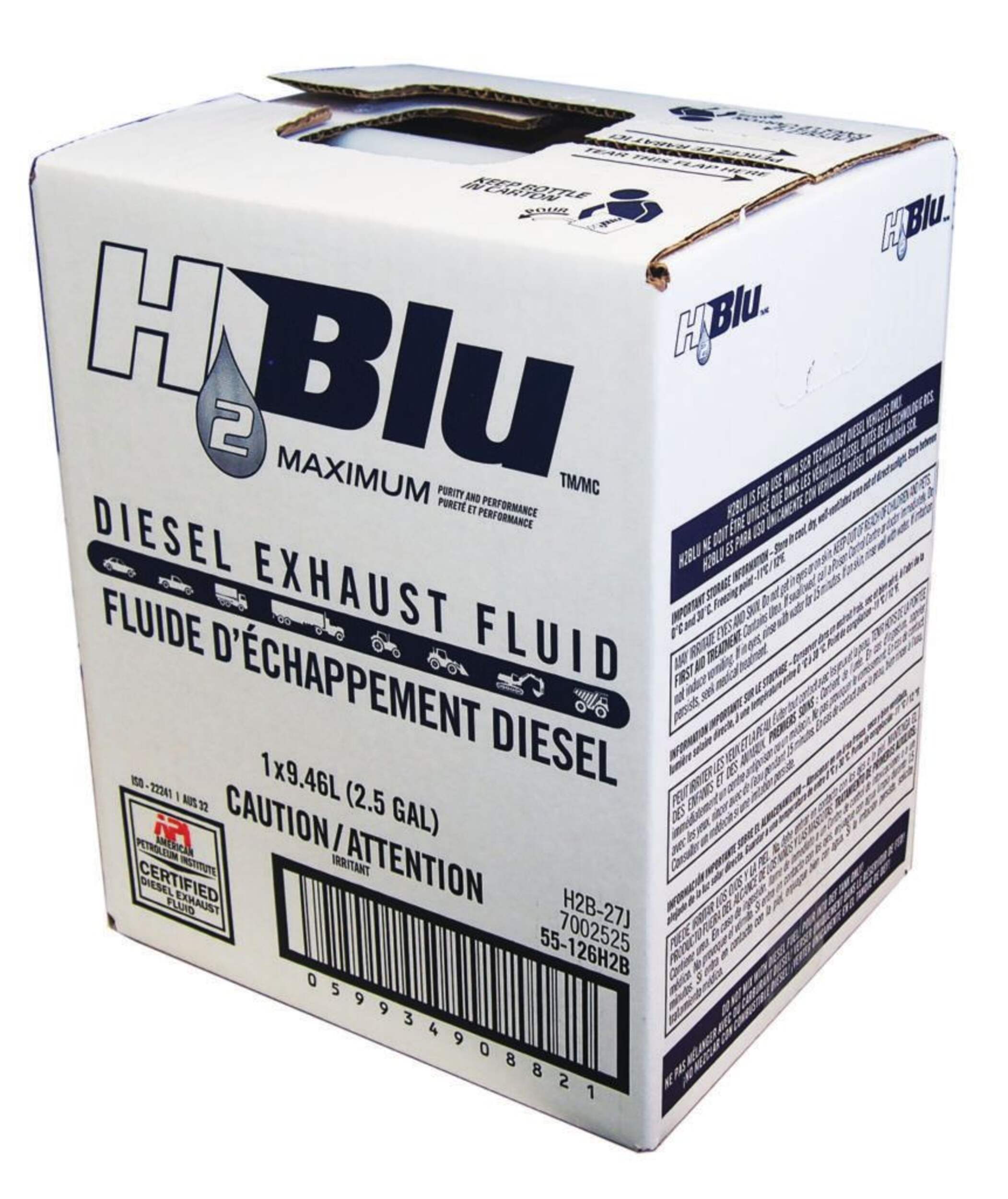 Fluide d'échappement diesel H2Blu (DEF) Recochem, solution non toxique, inodore et incolore, 9,46 L Front_Three_Fourths_Angled_Left