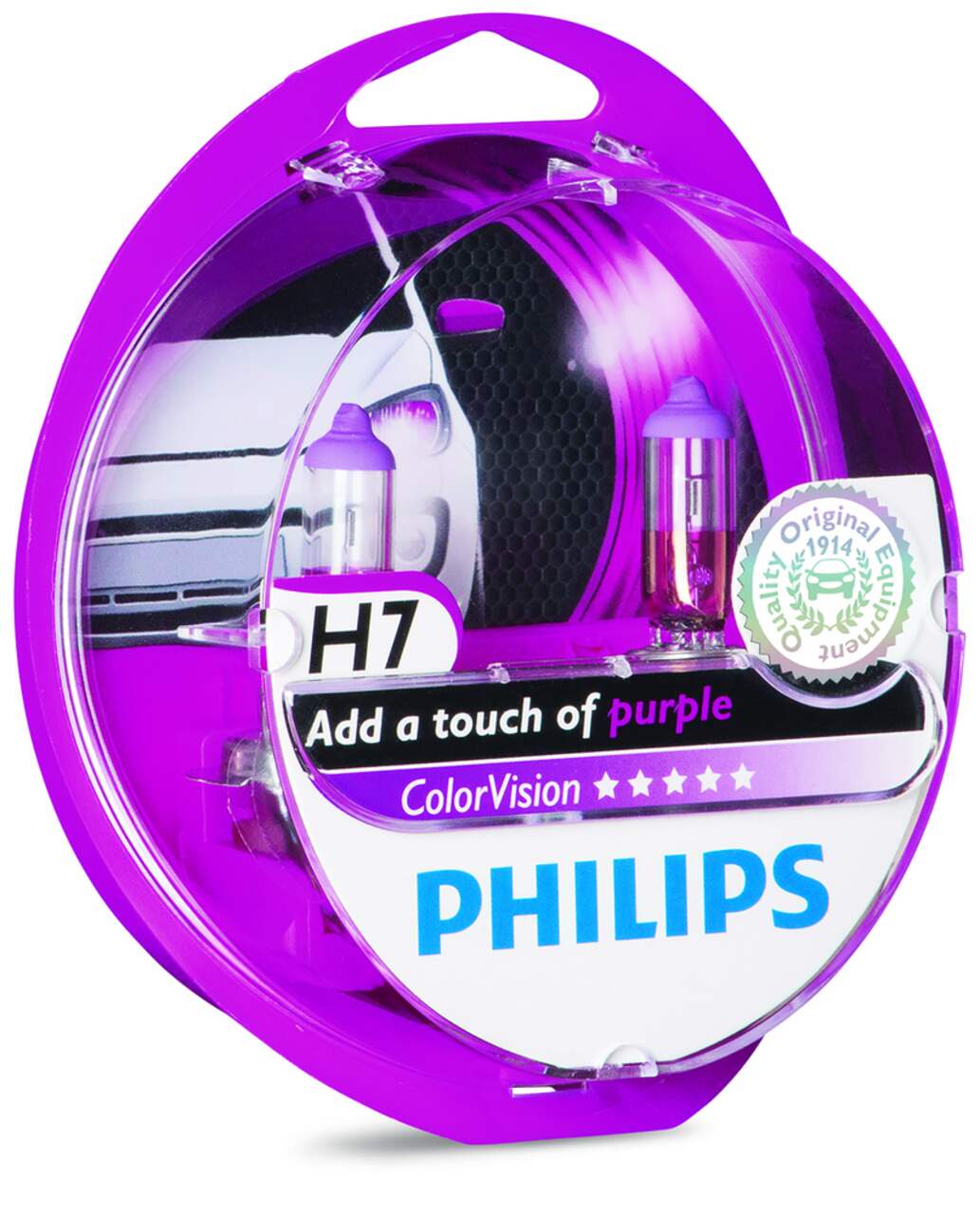 H7 Purple Philips ColorVision Headlight Bulbs, 2-pk