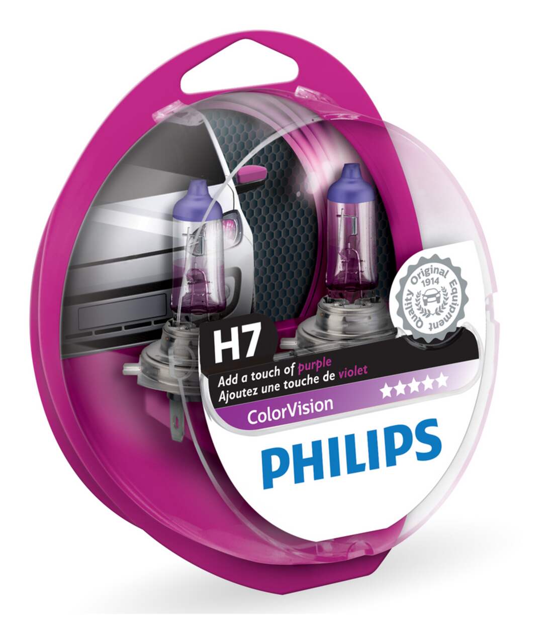H7 Purple Philips ColorVision Headlight Bulbs, 2-pk