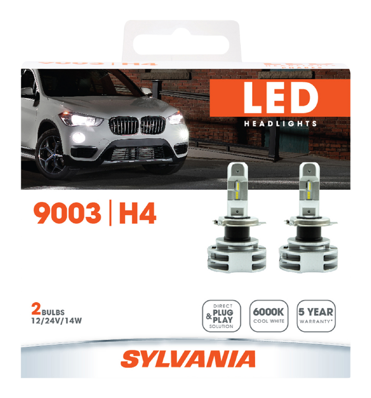 9003 Sylvania ZEVO® LED Headlight Bulb, 6000k Cool White Light, 2-pk