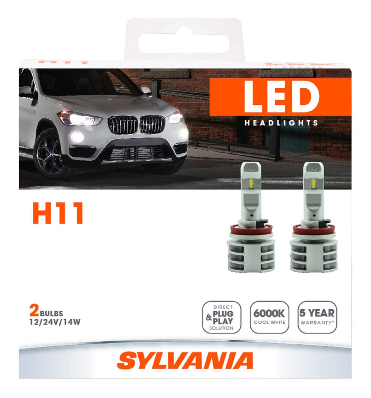 H11 Sylvania ZEVO® LED Headlight Bulb, 6000k Cool White Light, 2-pk