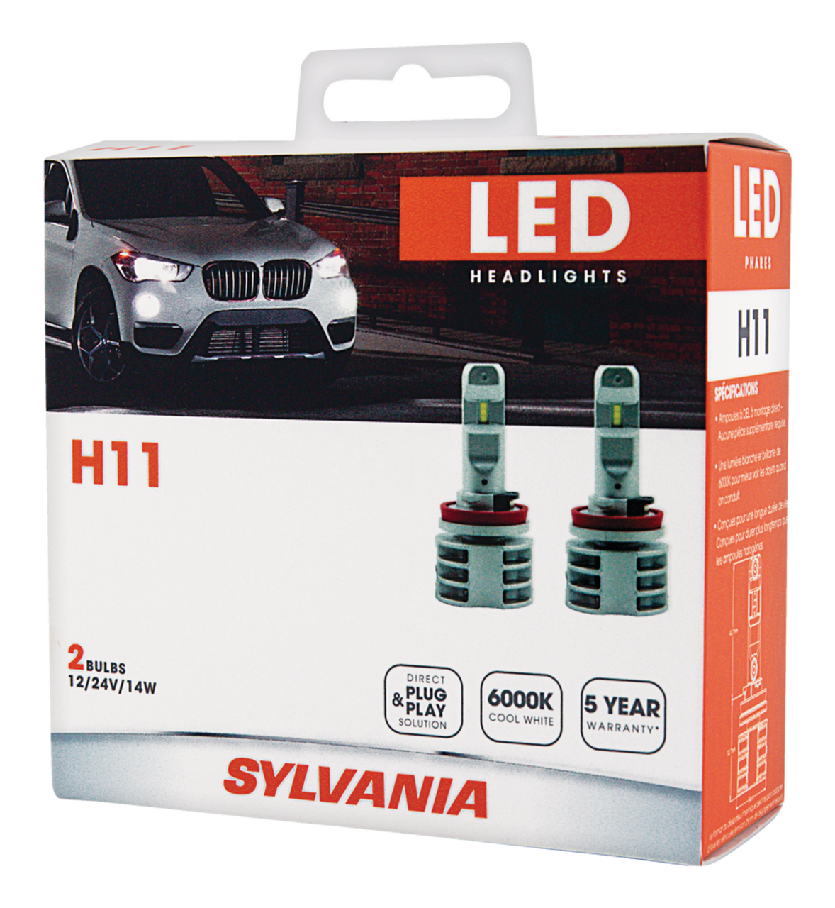 H11 Sylvania ZEVO® LED Headlight Bulb, 6000k Cool White Light, 2