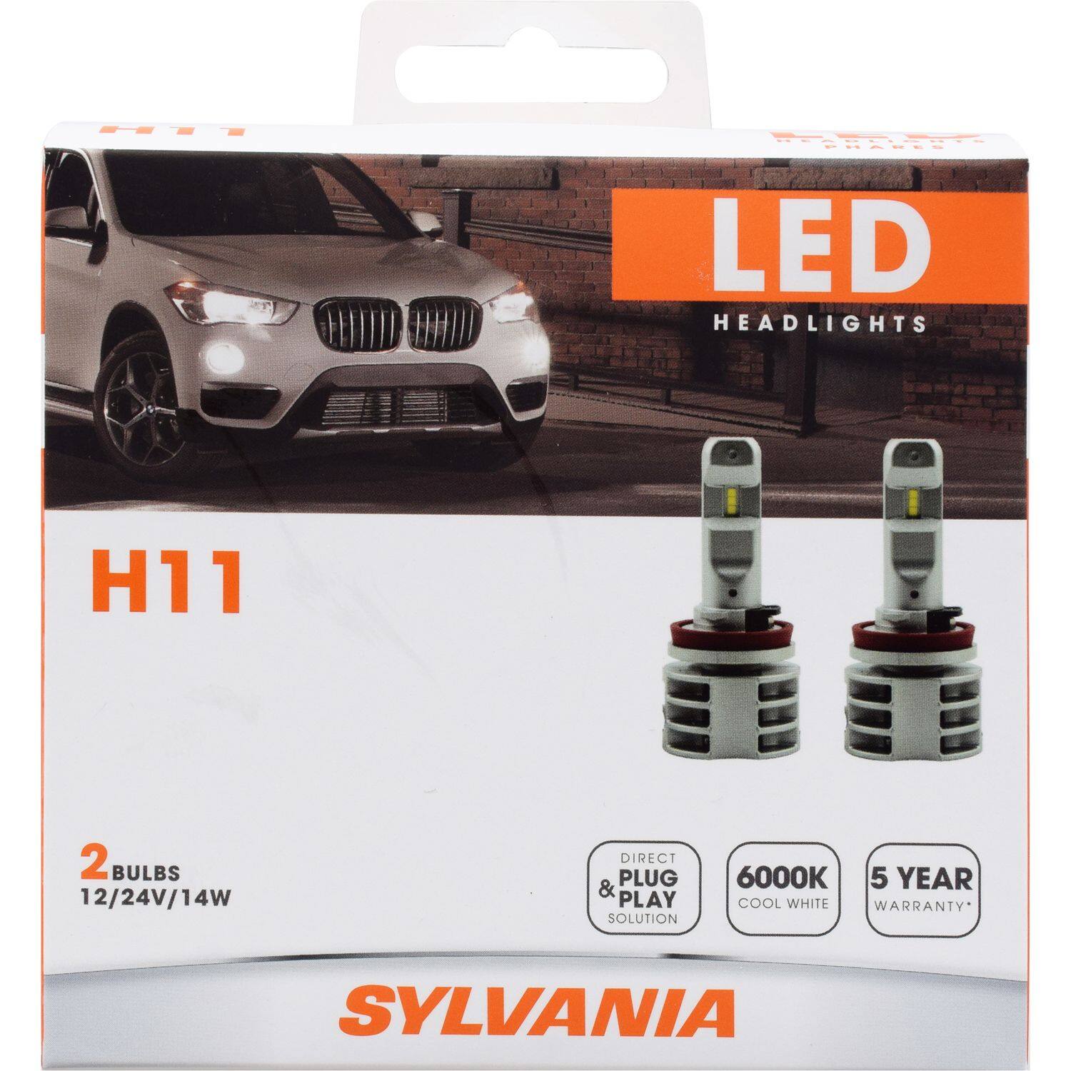 H11 Sylvania ZEVO® LED Headlight Bulb, 6000k Cool White Light, 2 