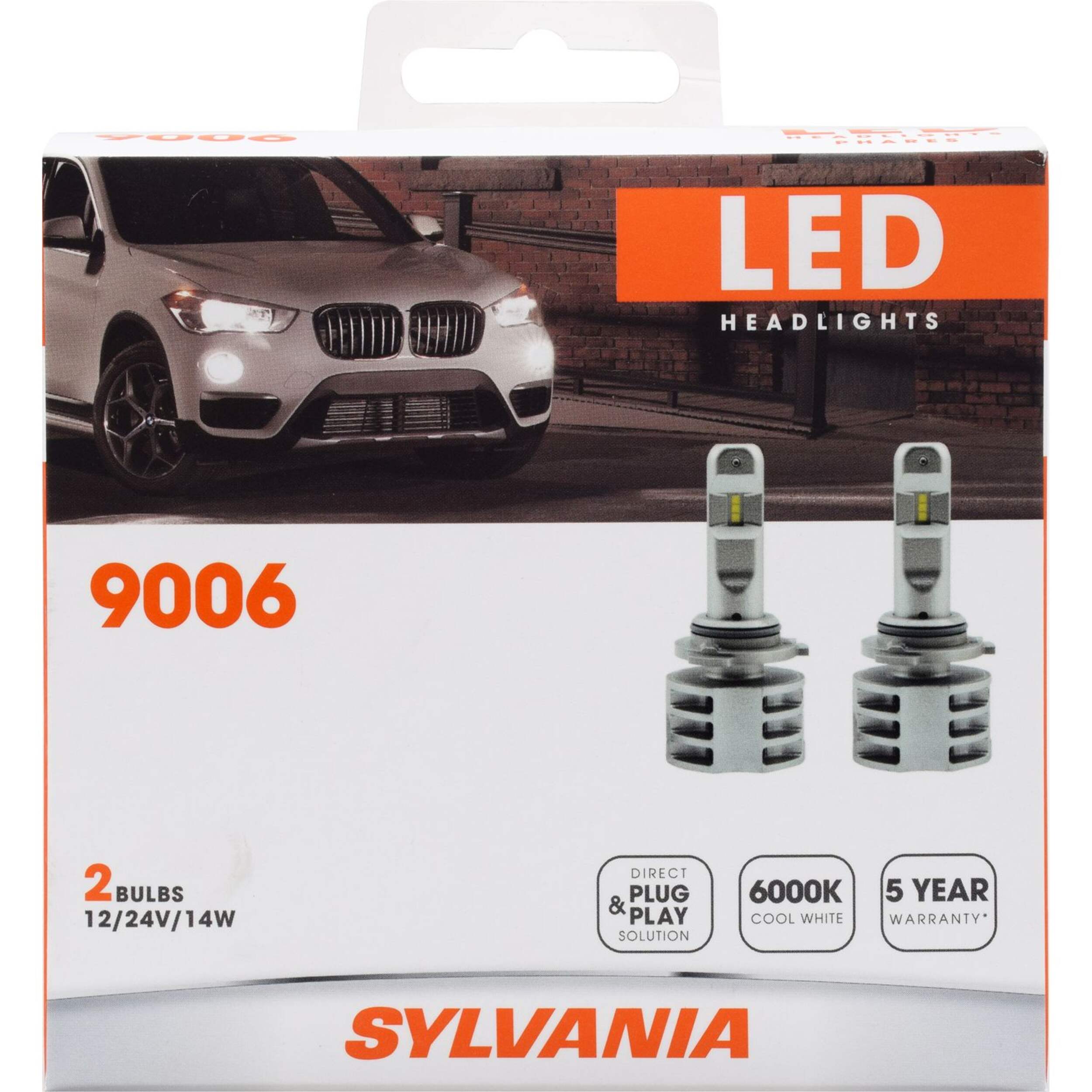 9006 Sylvania ZEVO® LED Headlight Bulb, 6000k Cool White Light, 2-pk Front_Flat
