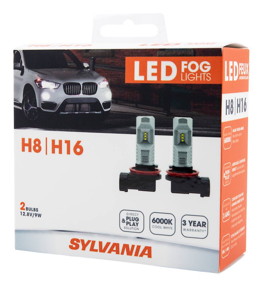 H8/H16 Sylvania ZEVO® LED Fog Lights, 6000k Cool White Light, 2-pk ...