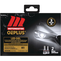 Ampoule de phare à DEL MotoMaster H11 OEPLUS, lumière blanche froide de 6 000 k, paq. 2 Front_Flat