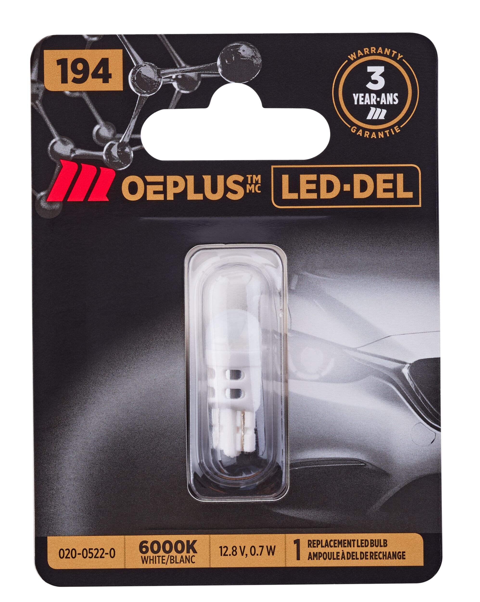 1 mini-ampoule à DEL MotoMaster 194 OEPLUS<sup>MD</sup> Front_Flat