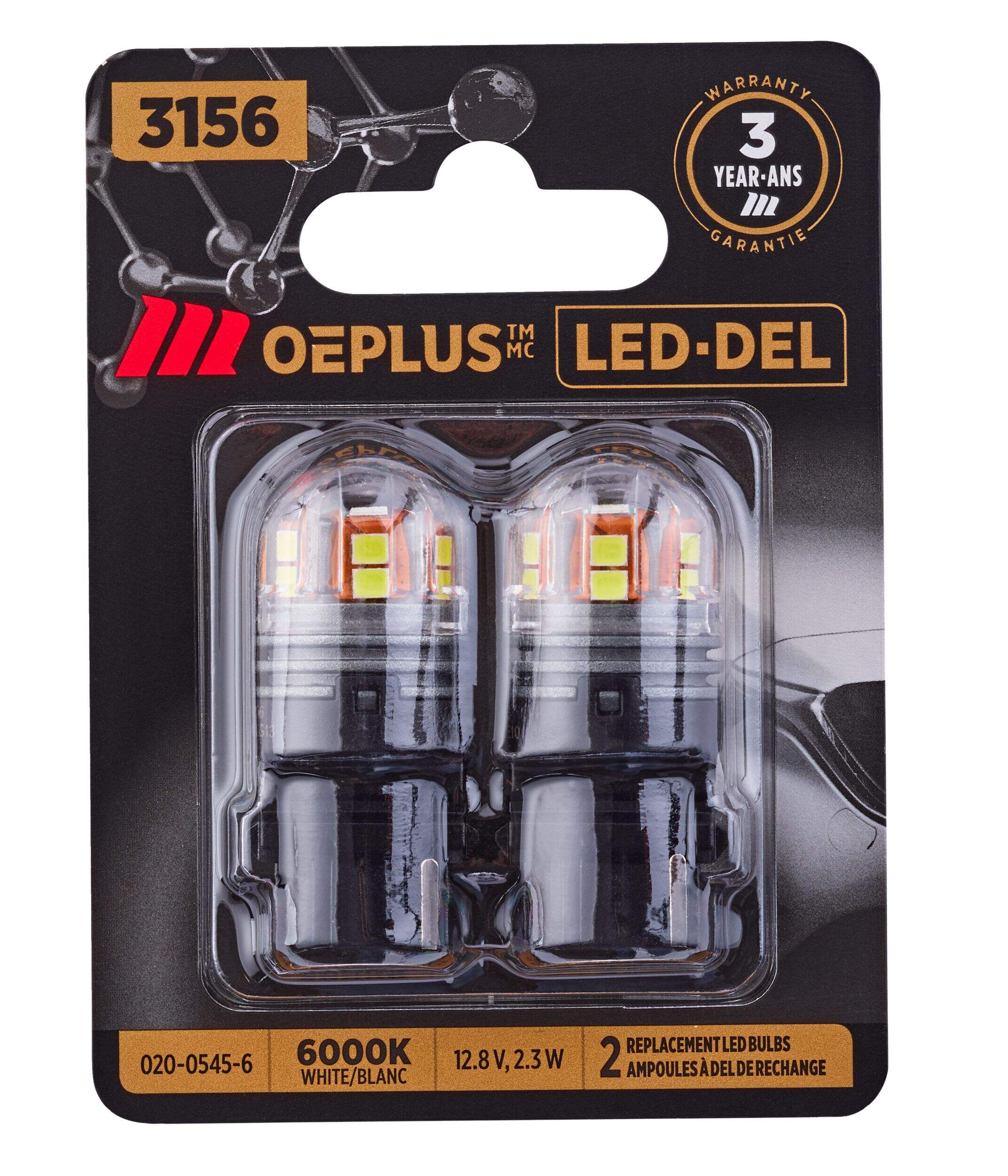 MotoMaster 3156 OEPLUS® LED Mini Bulbs, 2-pk Front_Flat