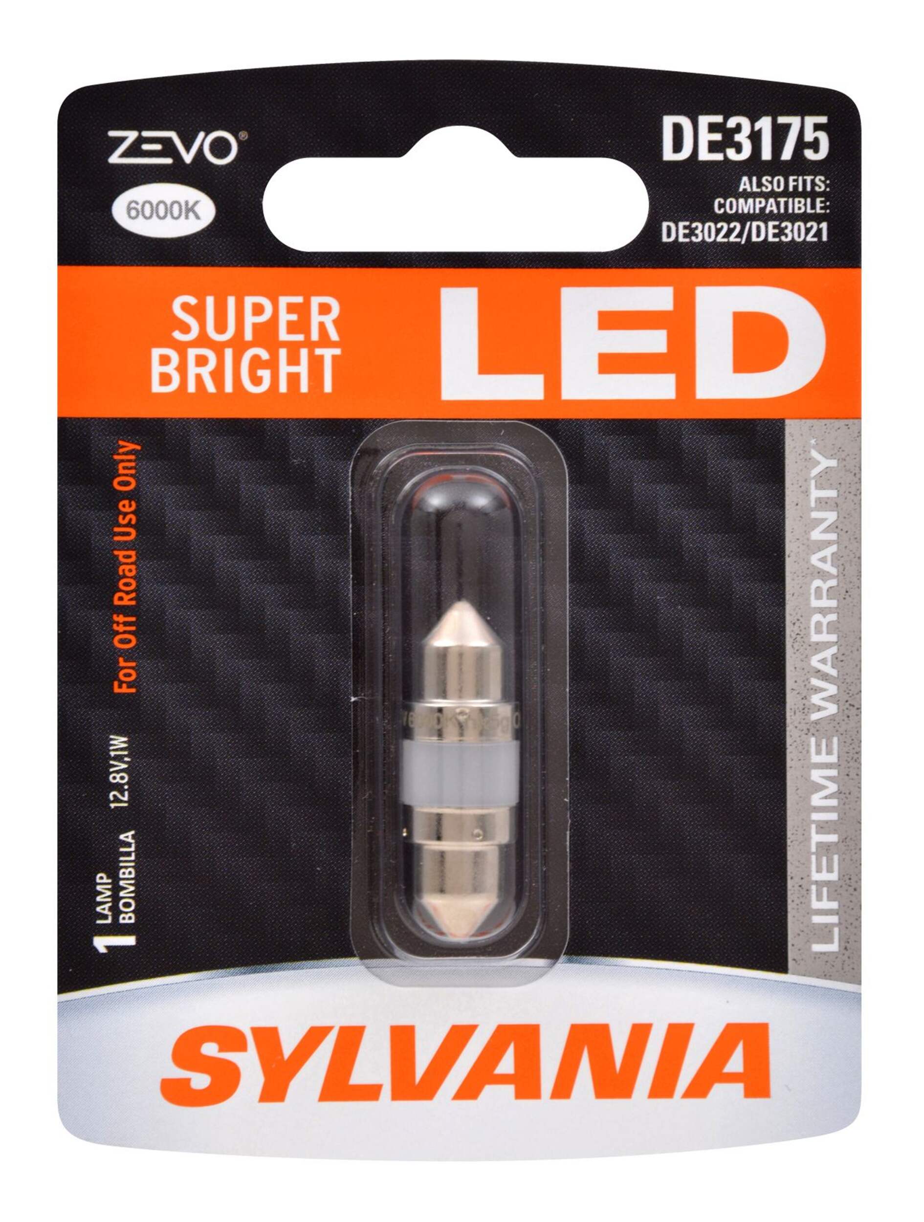 DE3175 Sylvania ZEVO® White LED Mini Bulb, 1-pk Front_Flat
