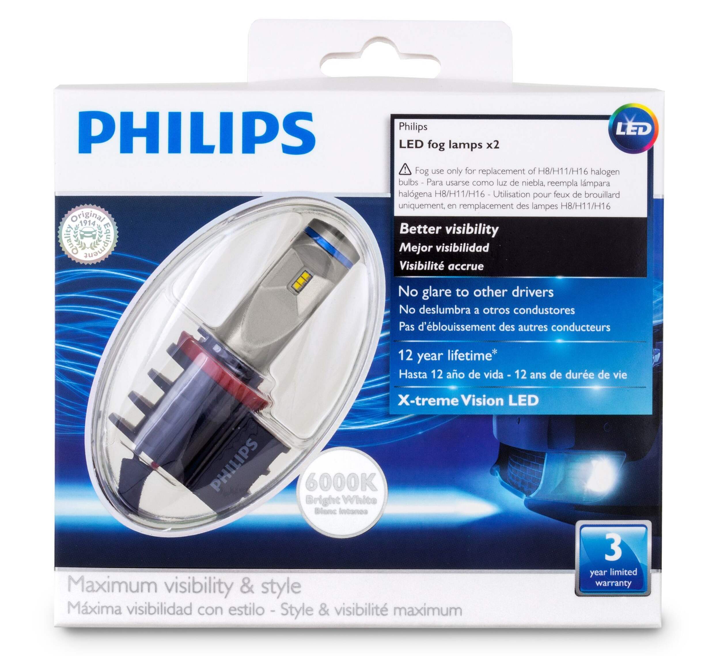 Philips 600K LED Fog Light Front_Flat