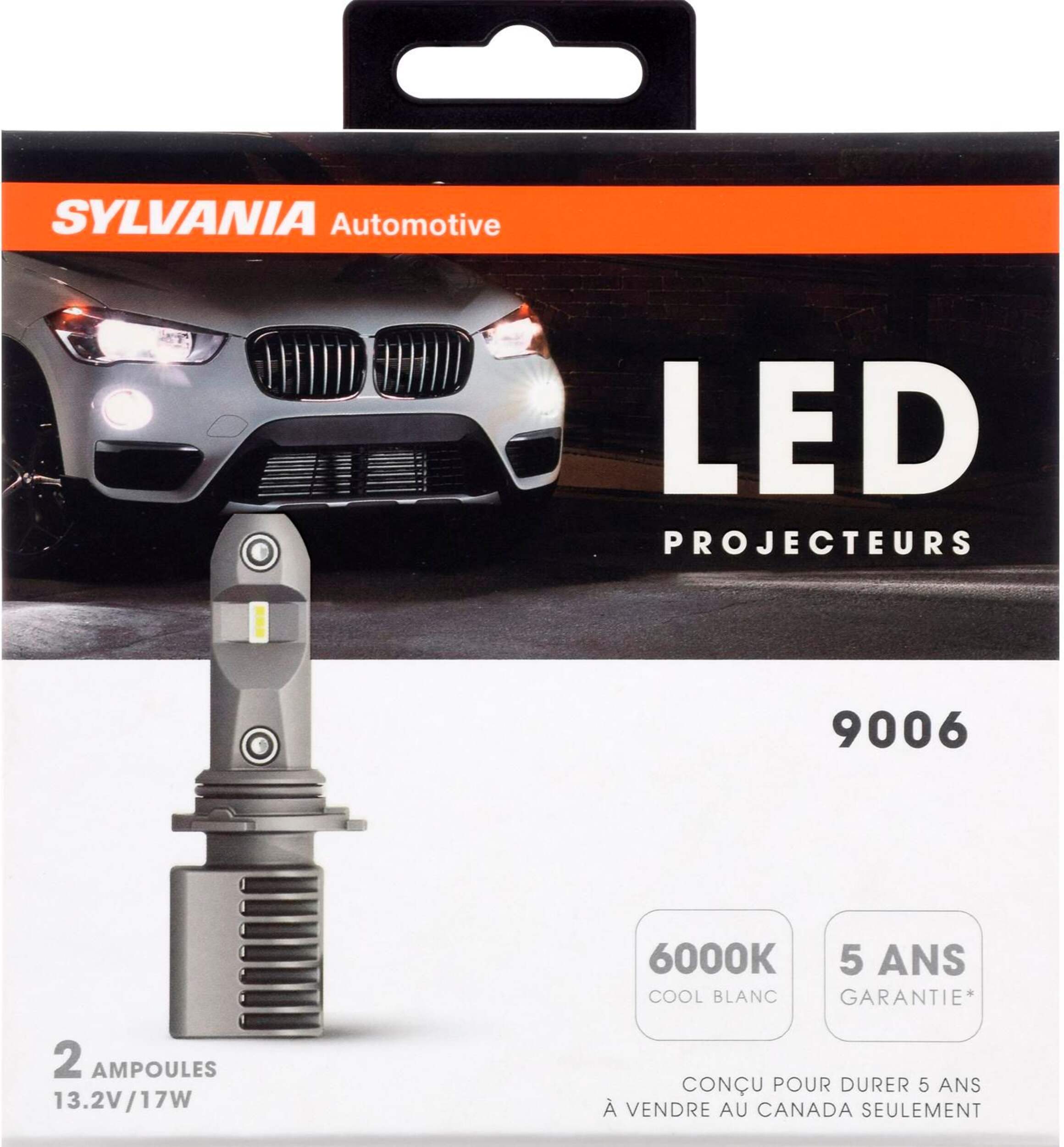 9006 Sylvania LED Headlight Bulb, 2-pk Front_Flat
