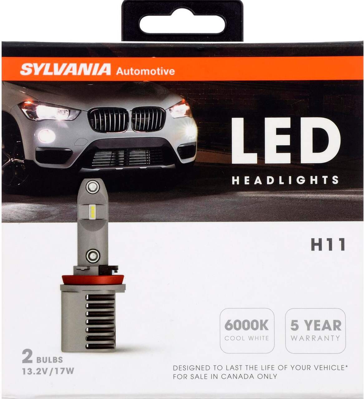 H11 Sylvania ZEVO® LED Headlight Bulb, 6000k Cool White Light, 2