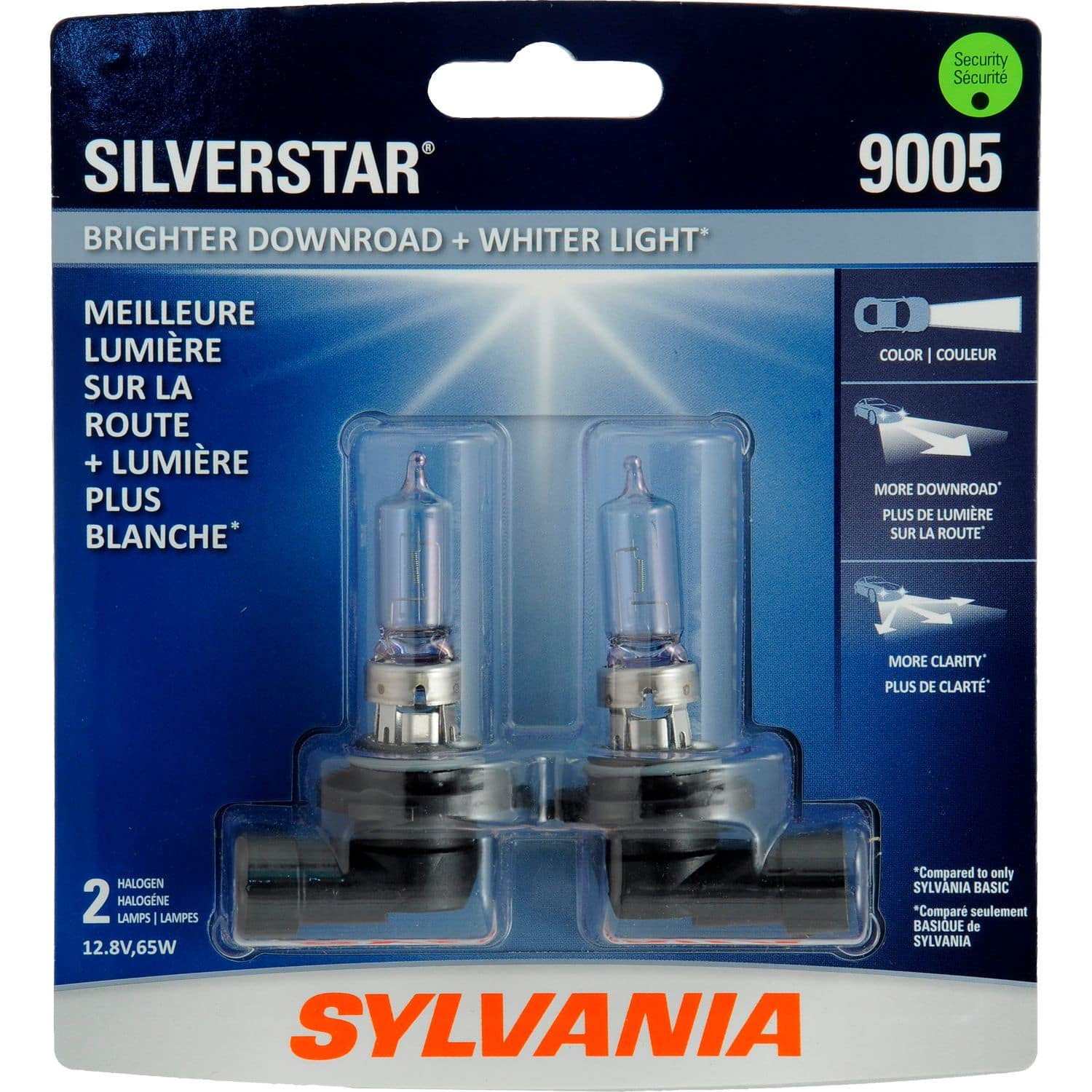 9005 Sylvania SilverStar® Halogen Headlight Bulb, Whiter Light, 2-pk