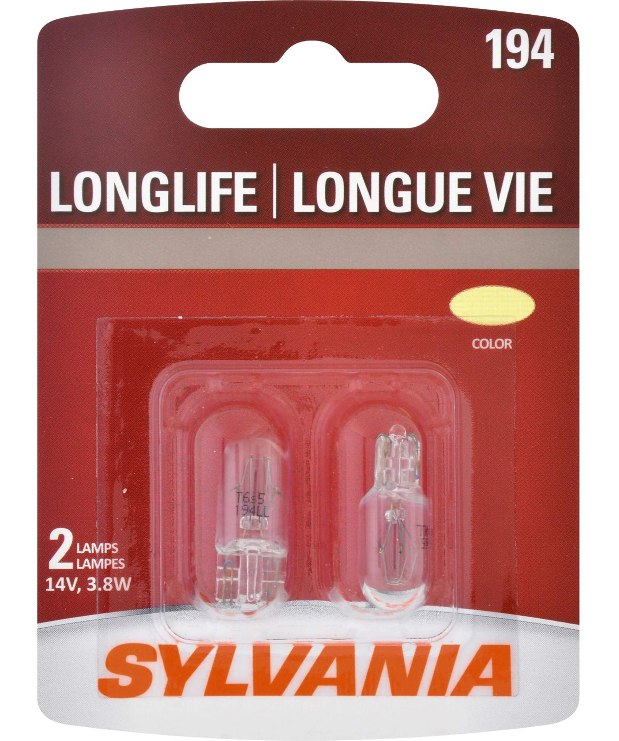 Ampoules miniatures Sylvania longue durée&nbsp;194, paq. 2 Front_Flat