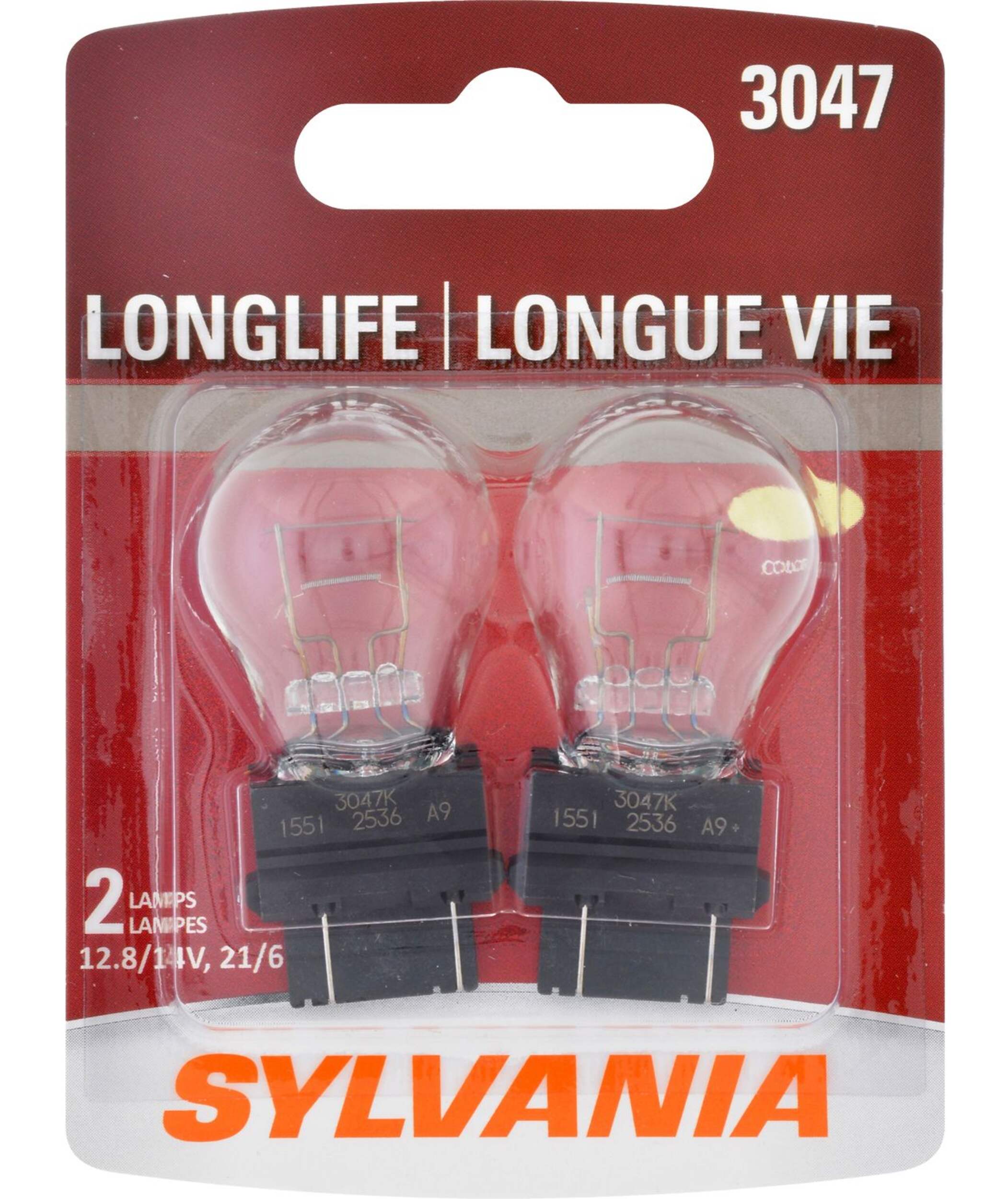 3047 Sylvania Long Life Mini Bulb, 2-pk Front_Flat