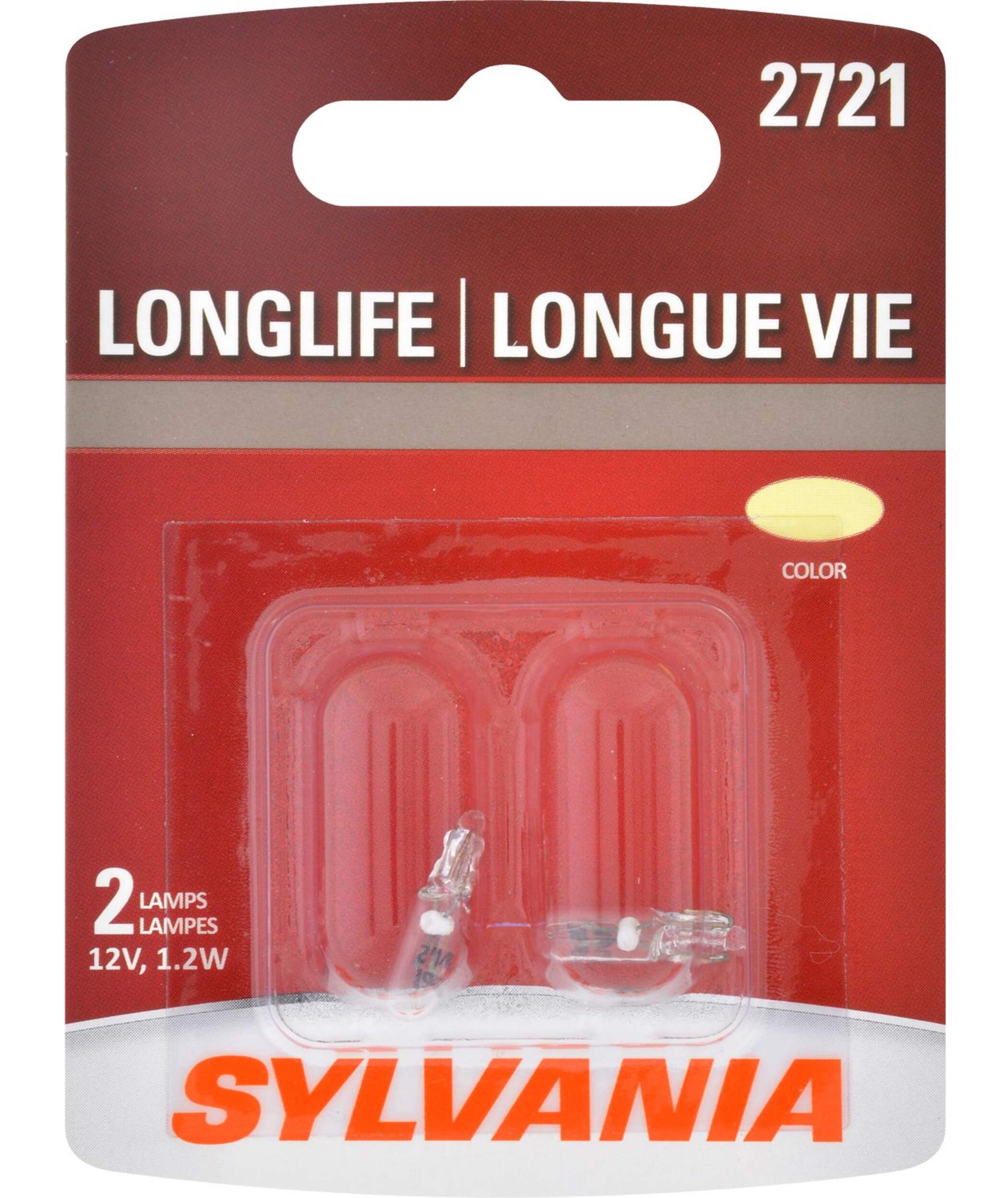 2721 Sylvania Long Life Mini Bulb, 2-pk Front_Flat