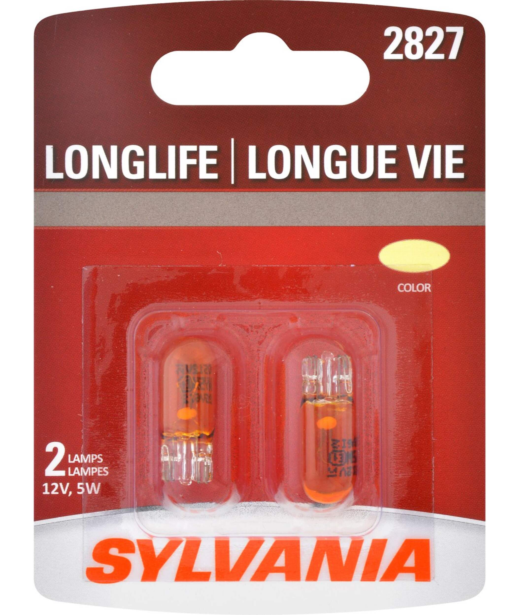 2827 Sylvania Long Life Mini Bulb, 2-pk Front_Flat