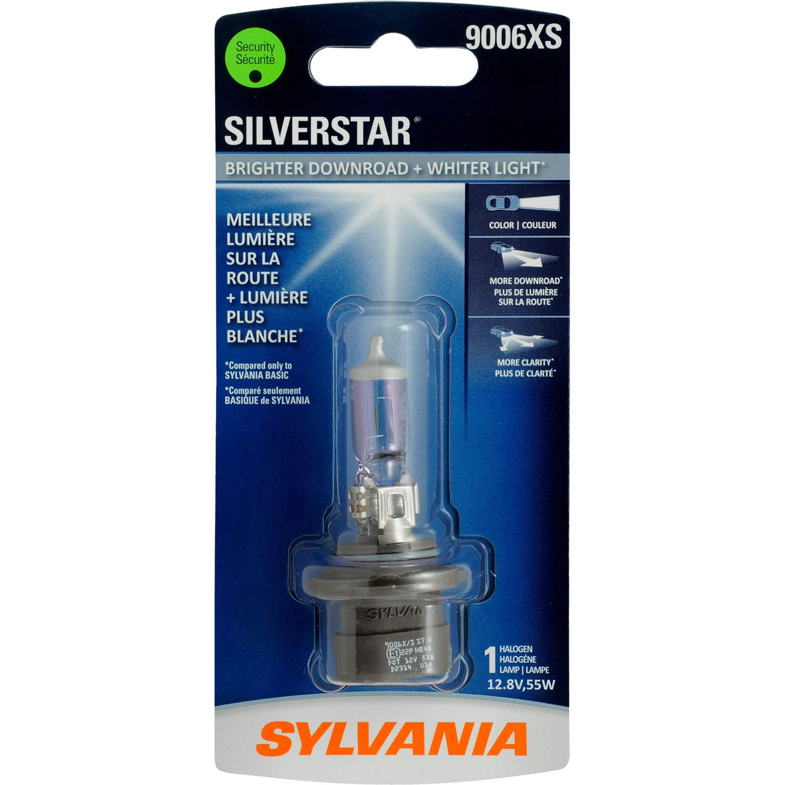 9006XS Sylvania SilverStar® Halogen Headlight Bulb, Whiter Light, 1-pk Front_Flat