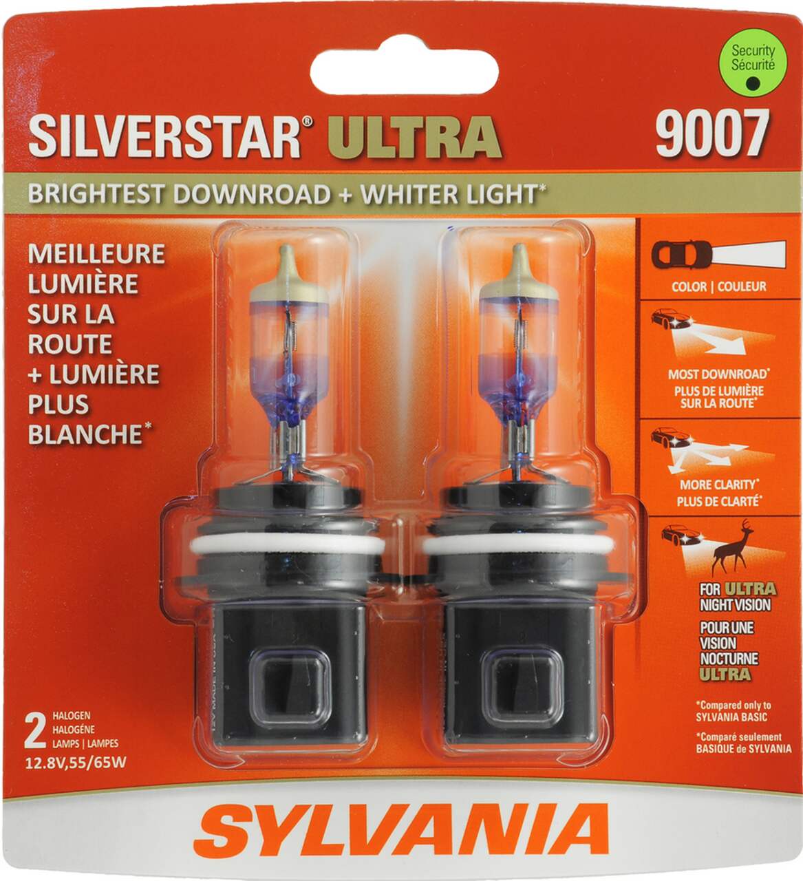 Ampoule de phare à halogène Sylvania Silverstar H7, lumière plus blanche,  paq. 2