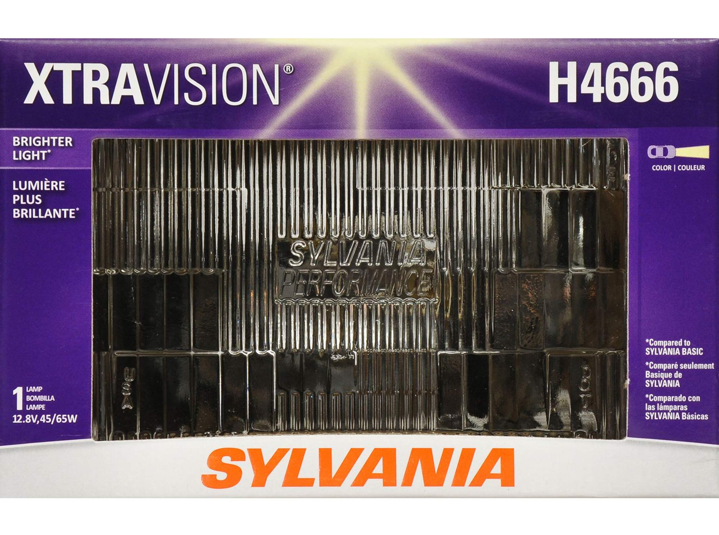 H4666 Sylvania XtraVision® Sealed Beam Headlight, Brighter Light, 1-pk Front_Flat