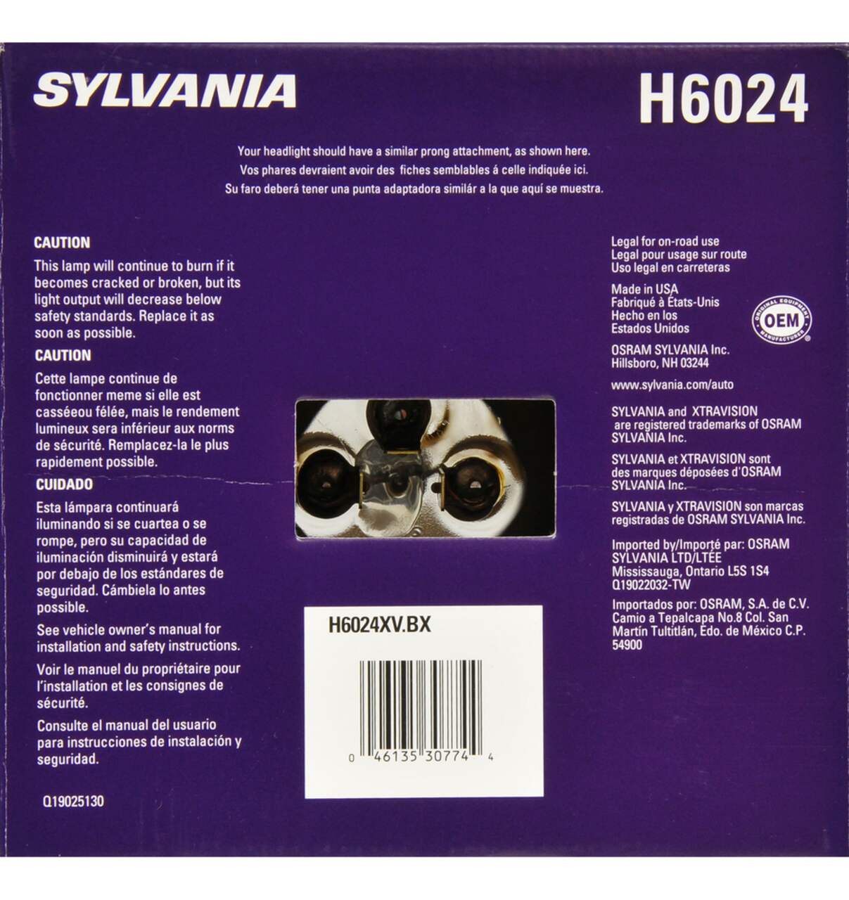 H6024 Sylvania XtraVision® Sealed Beam Headlight, Brighter Light