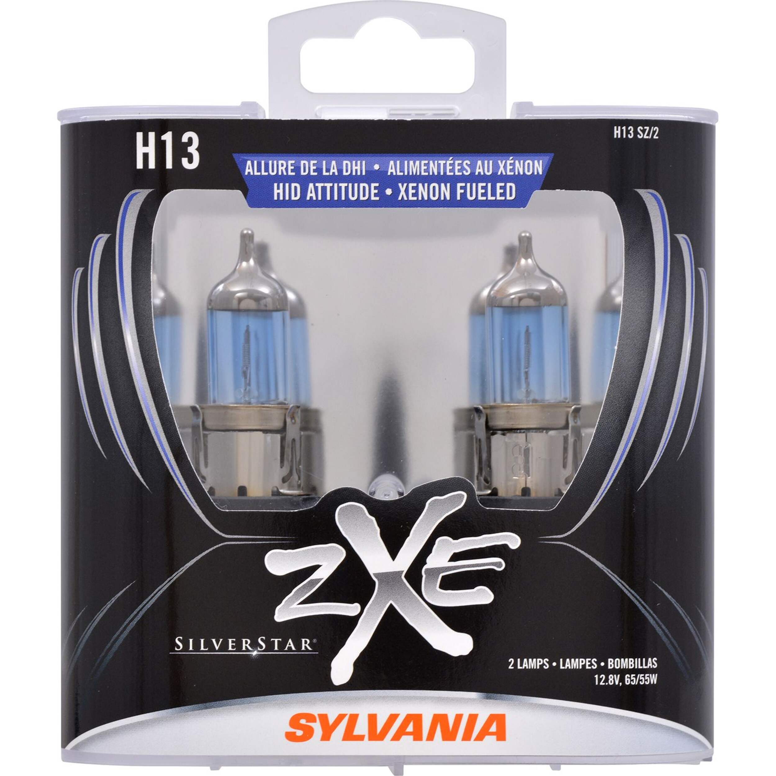 Sylvania H13 SilverStar® zXe Halogen Headlight Bulb, 2-pk Front_Flat