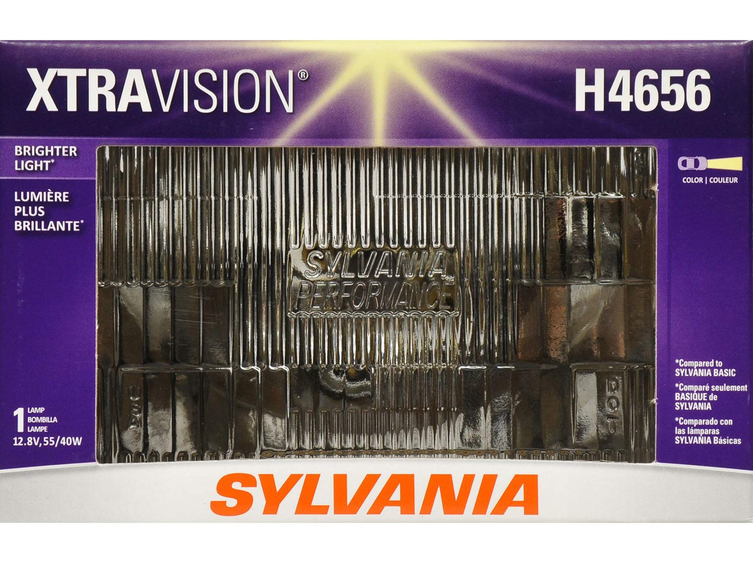 H4656 Sylvania XtraVision® Sealed Beam Headlight, Brighter Light, 1-pk Front_Flat