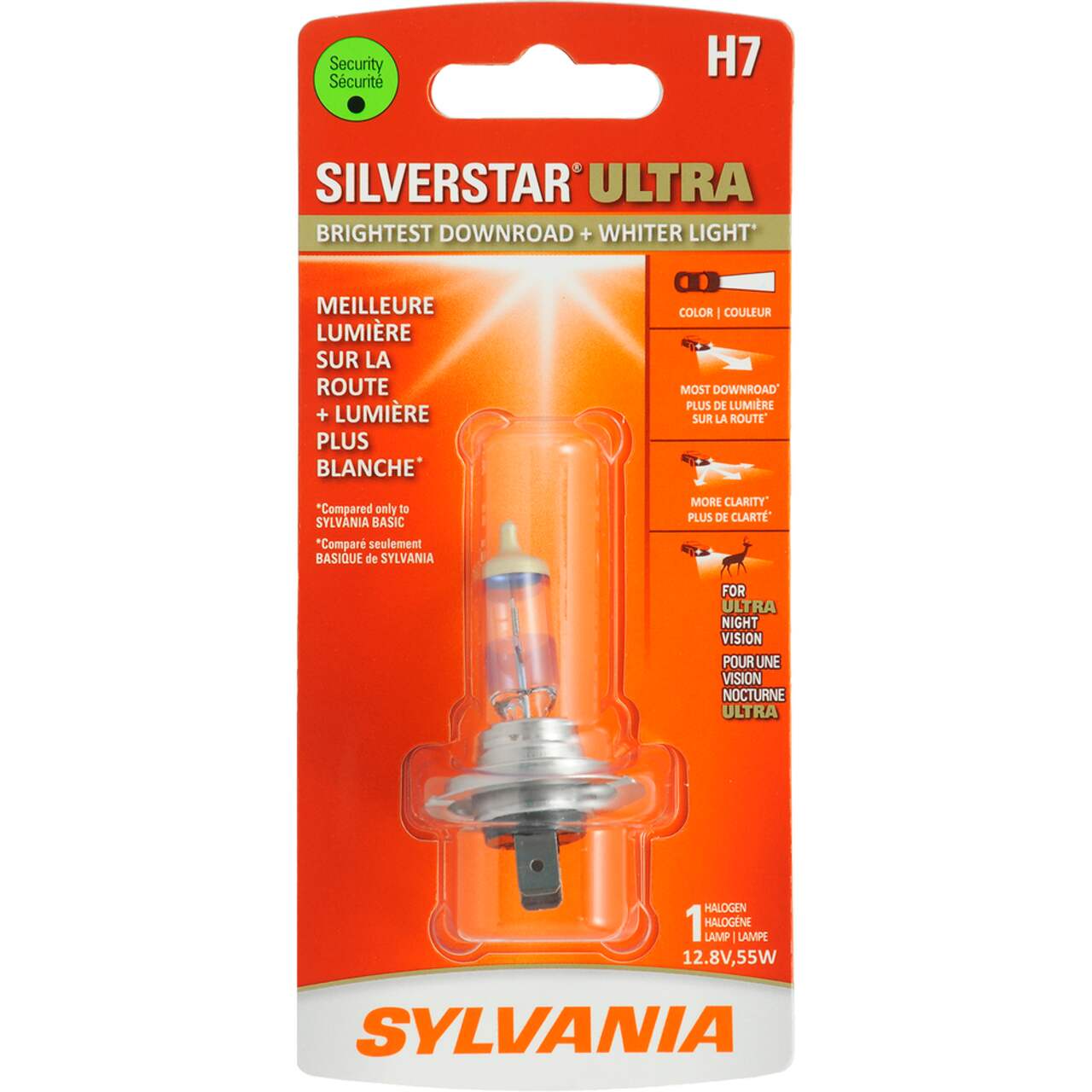 H7 Sylvania SilverStar® ULTRA Halogen Headlight Bulb, Whiter Light