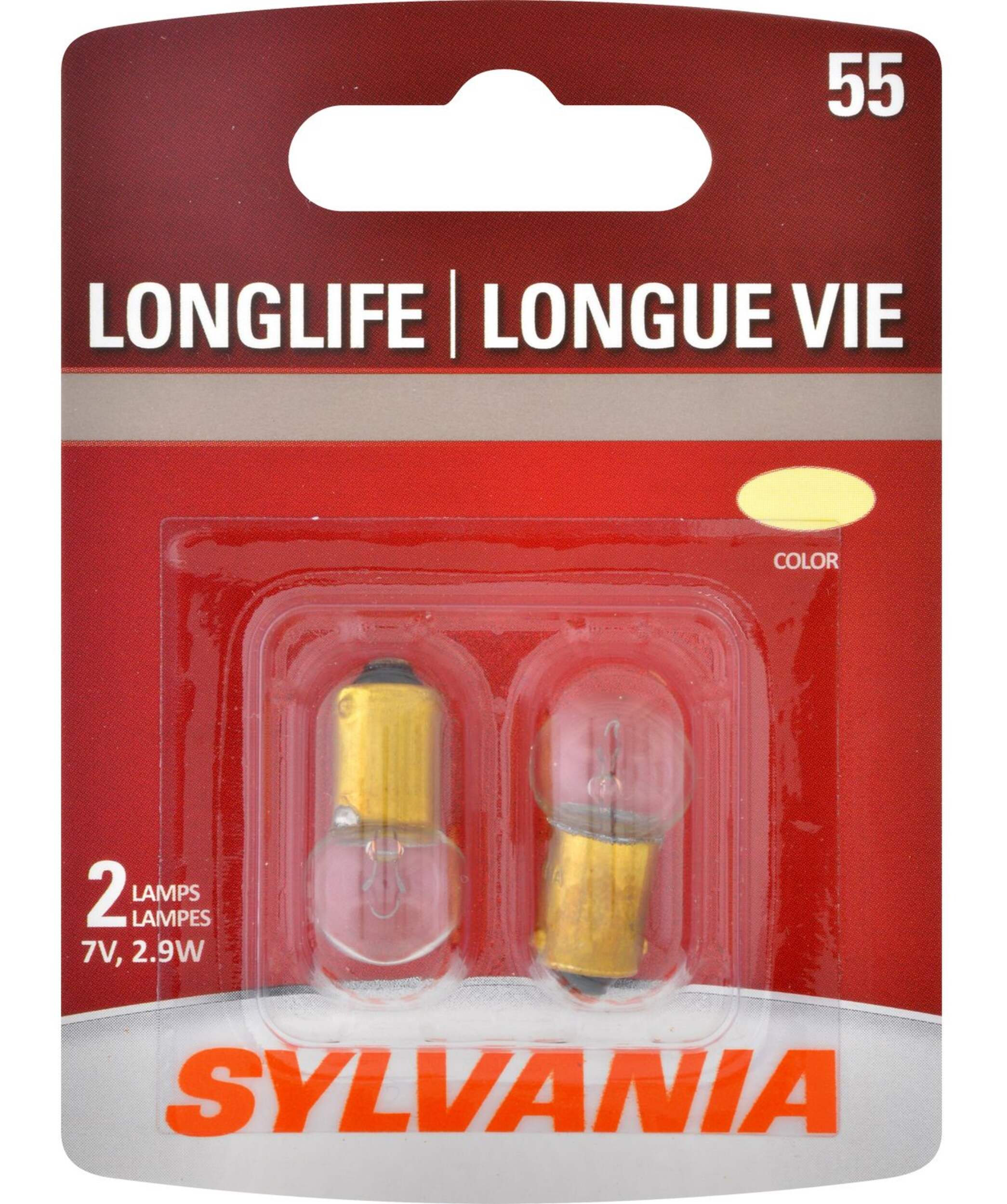 55 Sylvania Long Life Mini Bulb, 2-pk Front_Flat