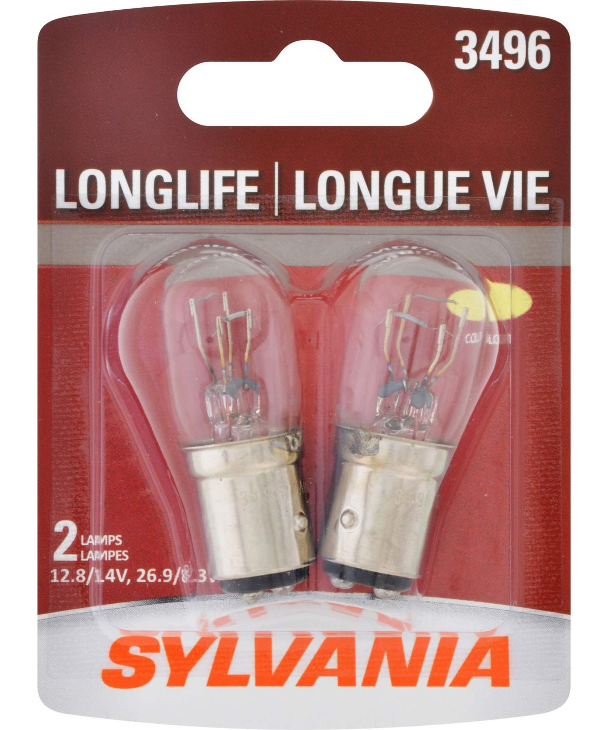 3496 Sylvania Long Life Mini Bulb, 2-pk Front_Flat