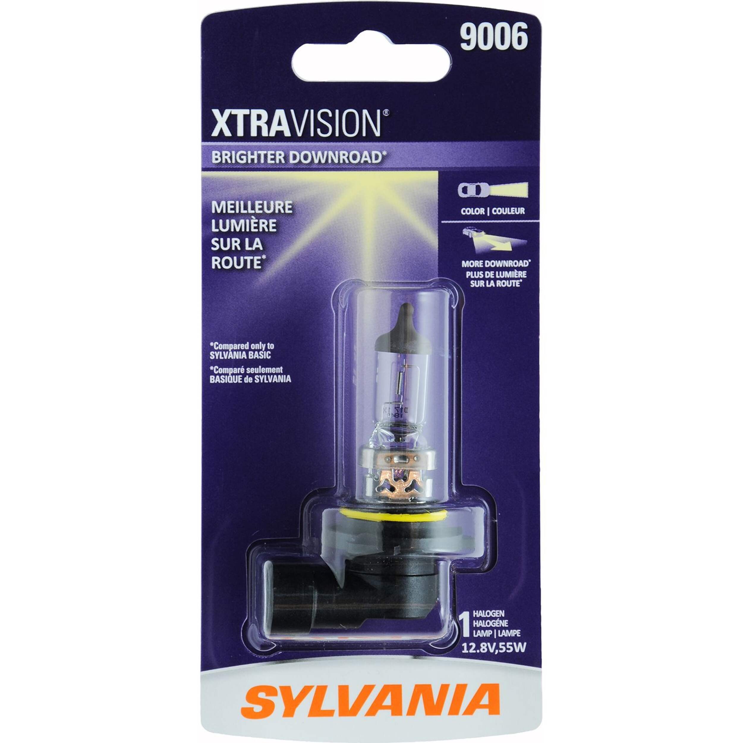 Sylvania 9006 XtraVision® Halogen Headlight Bulb, 1-pk Front_Flat