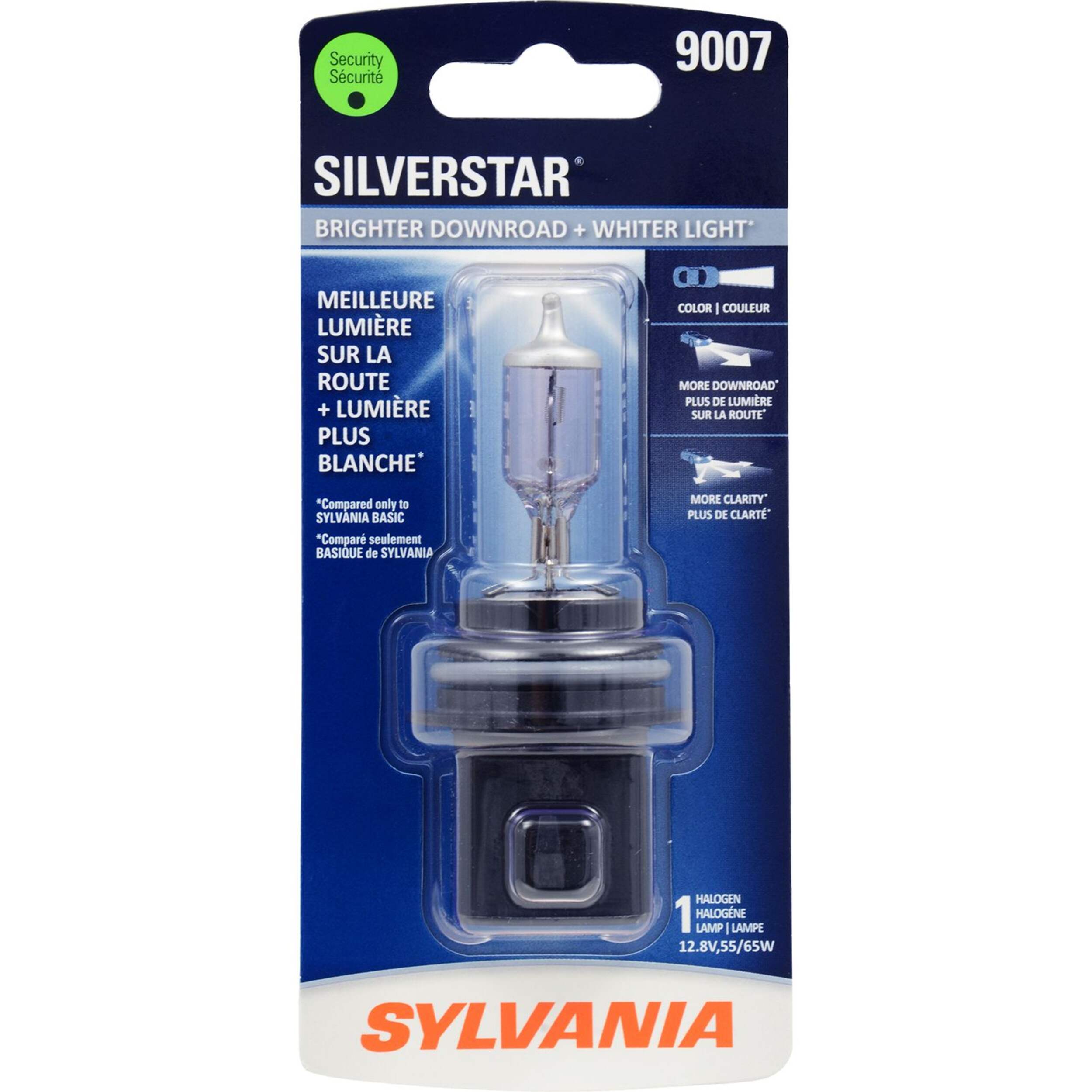 9007 Sylvania SilverStar® Halogen Headlight Bulb, Whiter Light, 1-pk Front_Flat