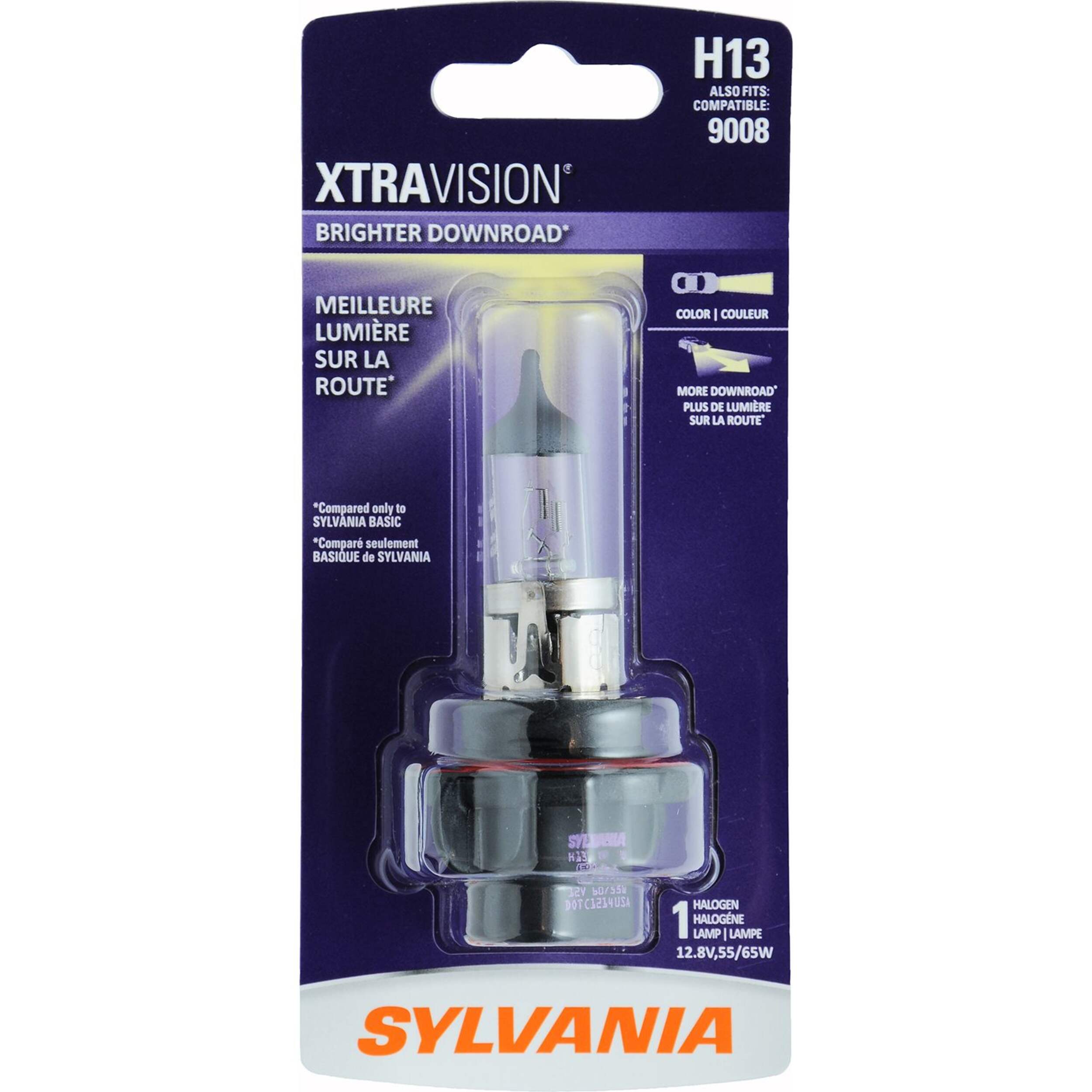 Sylvania H13 Halogen Headlight Bulb, 1-pk Front_Flat
