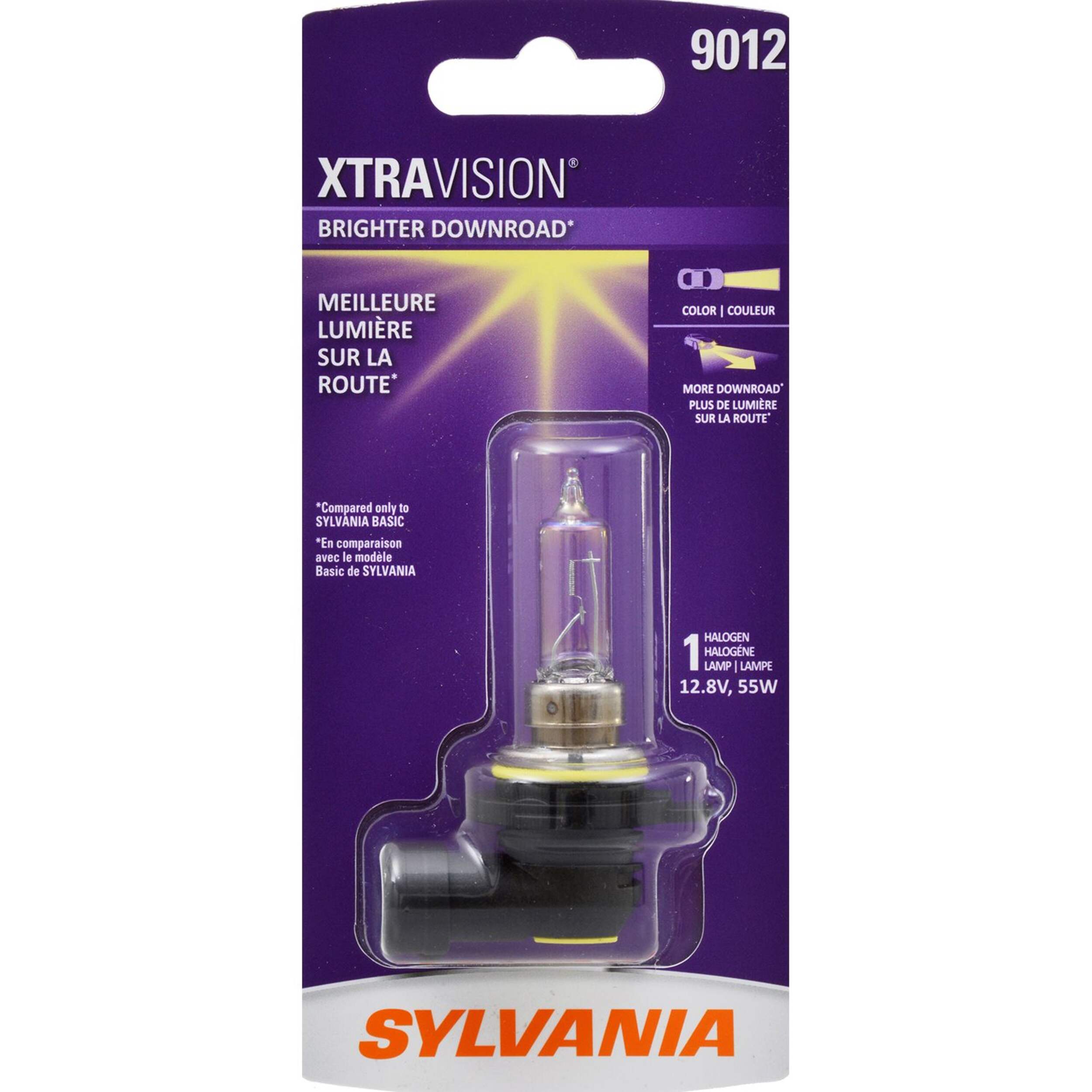 Sylvania 9012 XtraVision® Halogen Headlight Bulb, 1-pk Front_Flat