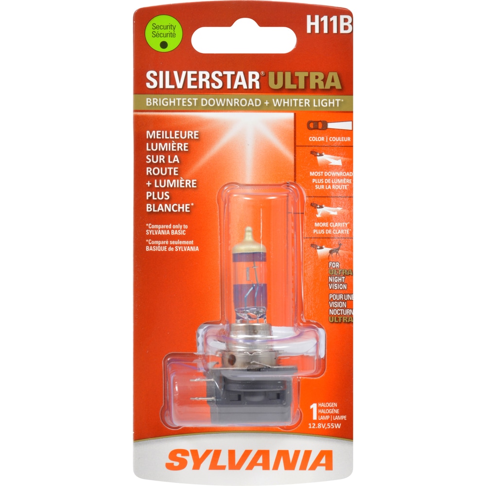 H11 Sylvania SilverStar® ULTRA Halogen Headlight Bulb, White Light, 1