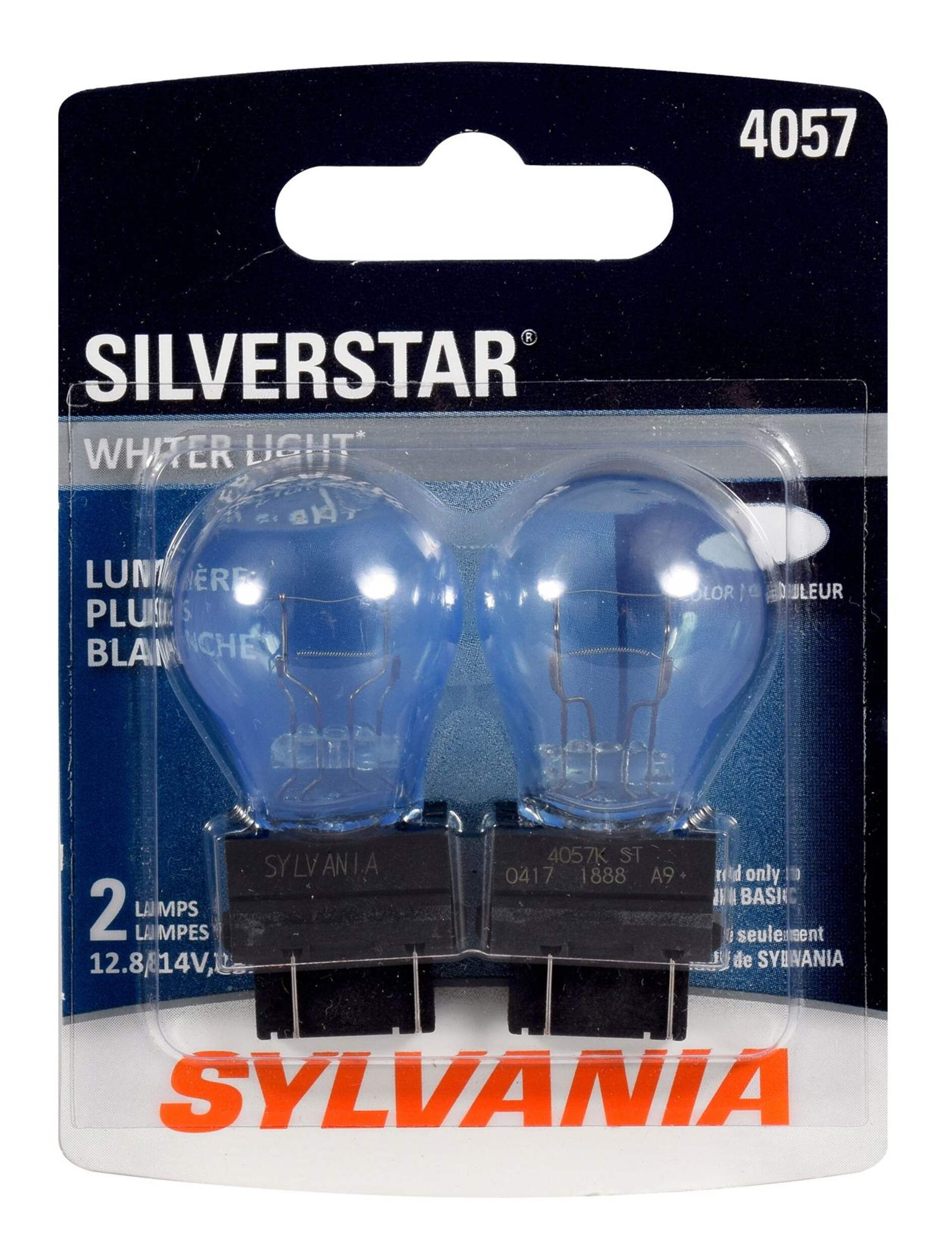 4057 Sylvania SilverStar® Mini Bulb, Whiter Light, 2-pk Front_Flat