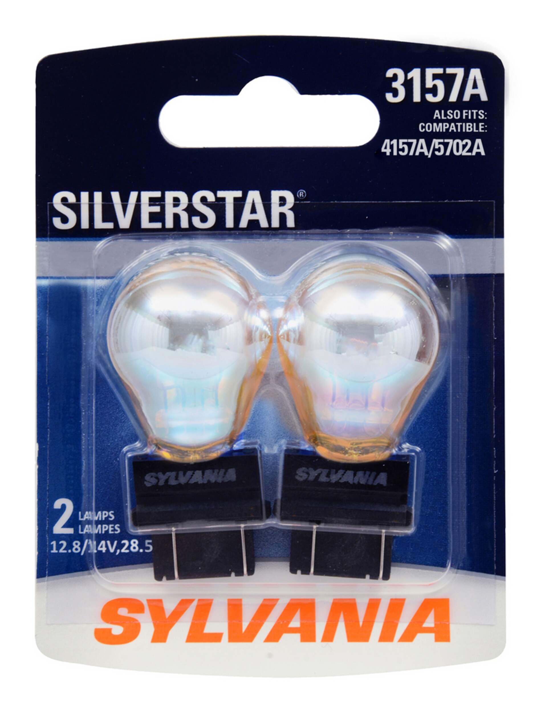3157A Sylvania SilverStar® Mini Bulb, Whiter Light, 2-pk Front_Flat