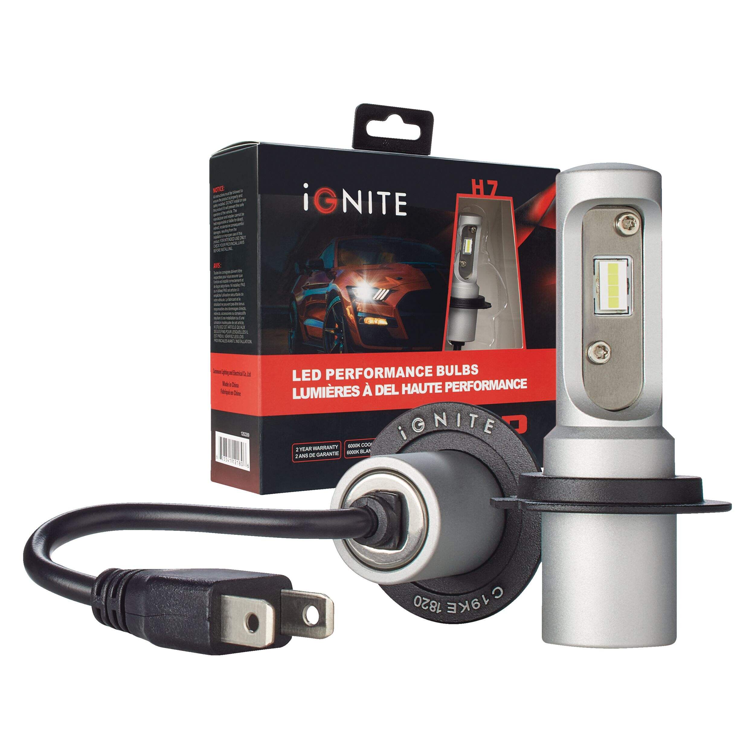 H7 Ignite LED Headlights, 6000k Cool White Light, 2pk Canadian Tire