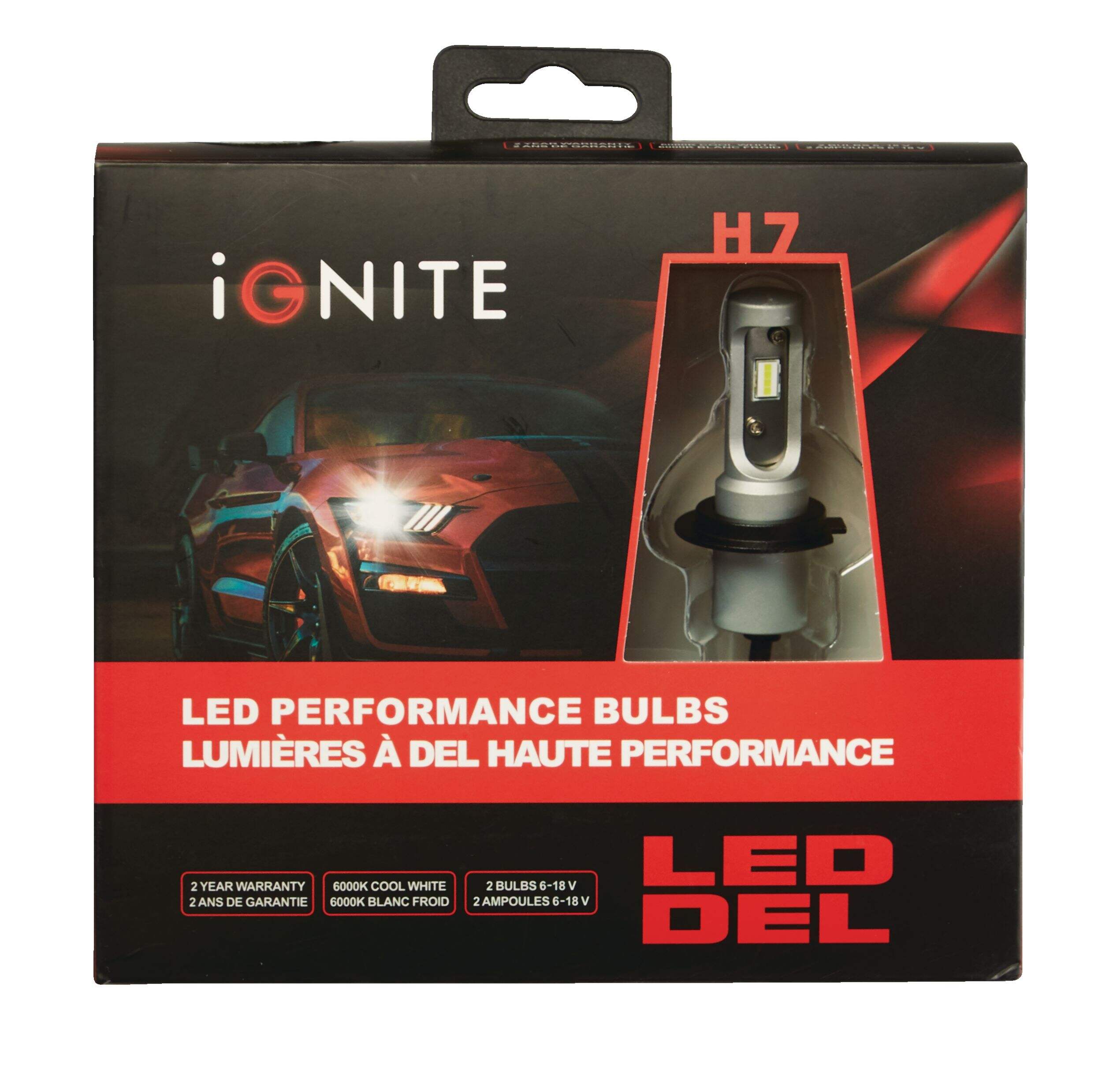 Phares à DEL H7 Ignite, lumière blanche froide de 6 000 k, paq. 2 Front_Flat
