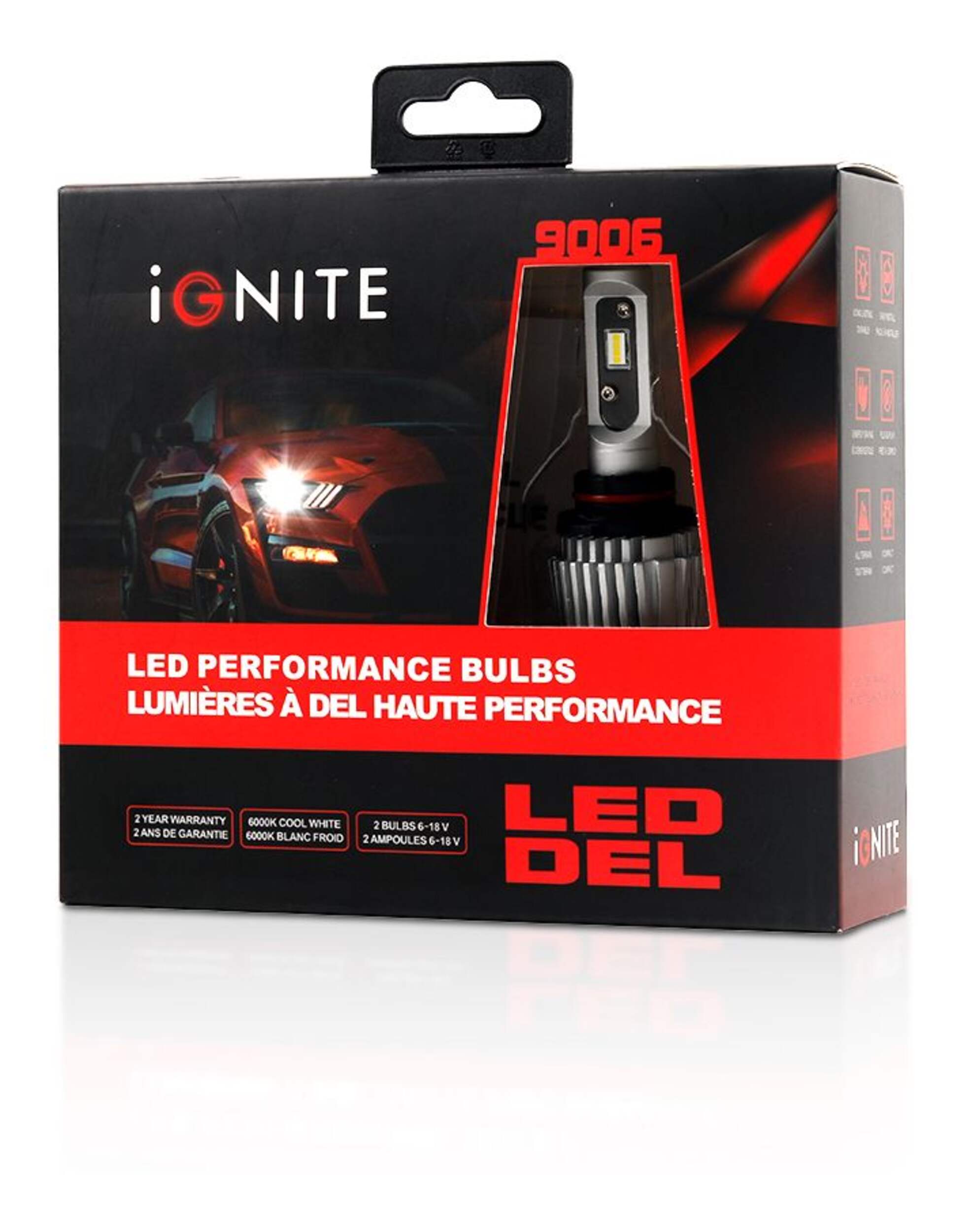 Ignite 9006 LED Headlights, 6000k Cool White Light, 2-pk Front_Angled_Left