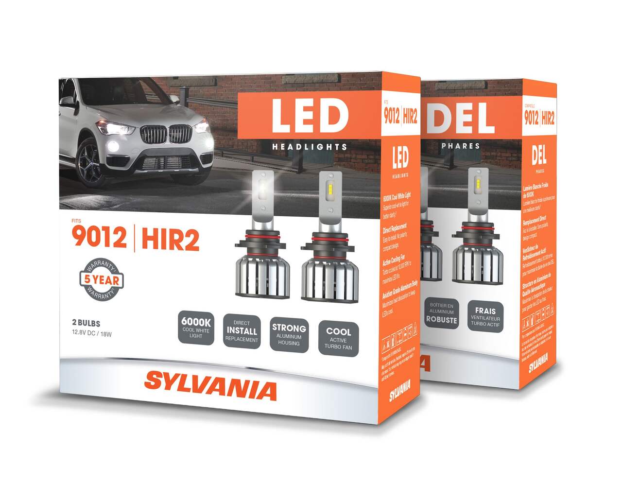 Sylvania 9012 LED Automotive Headlights, 600K Cool White, 2-pk