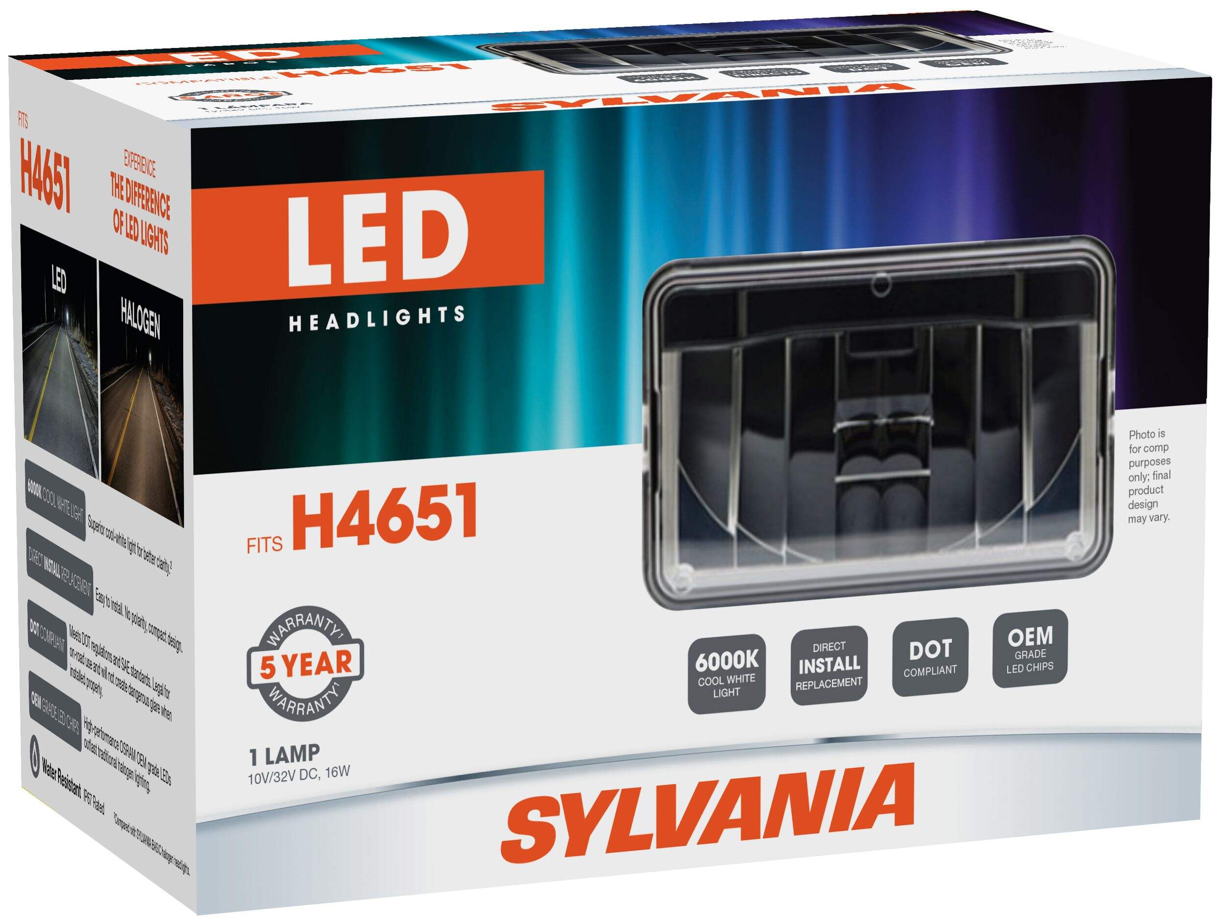 H4651 Sylvania SilverStar® Sealed Beam Headlight, 1-pk Front_Angled_Right