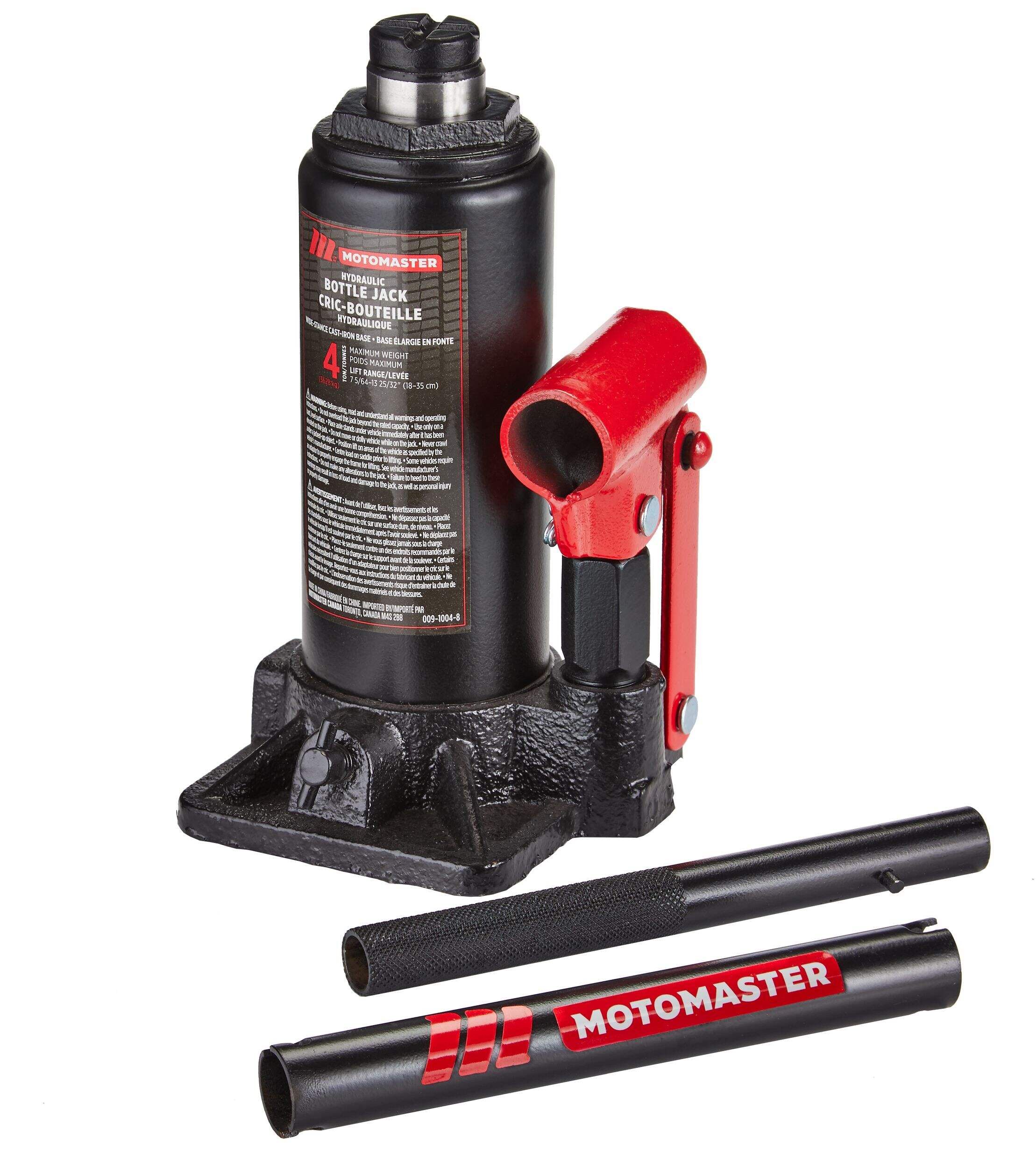 MotoMaster 4-Ton Hydraulic Bottle Jack Front_Three_Fourths_Angled_Left