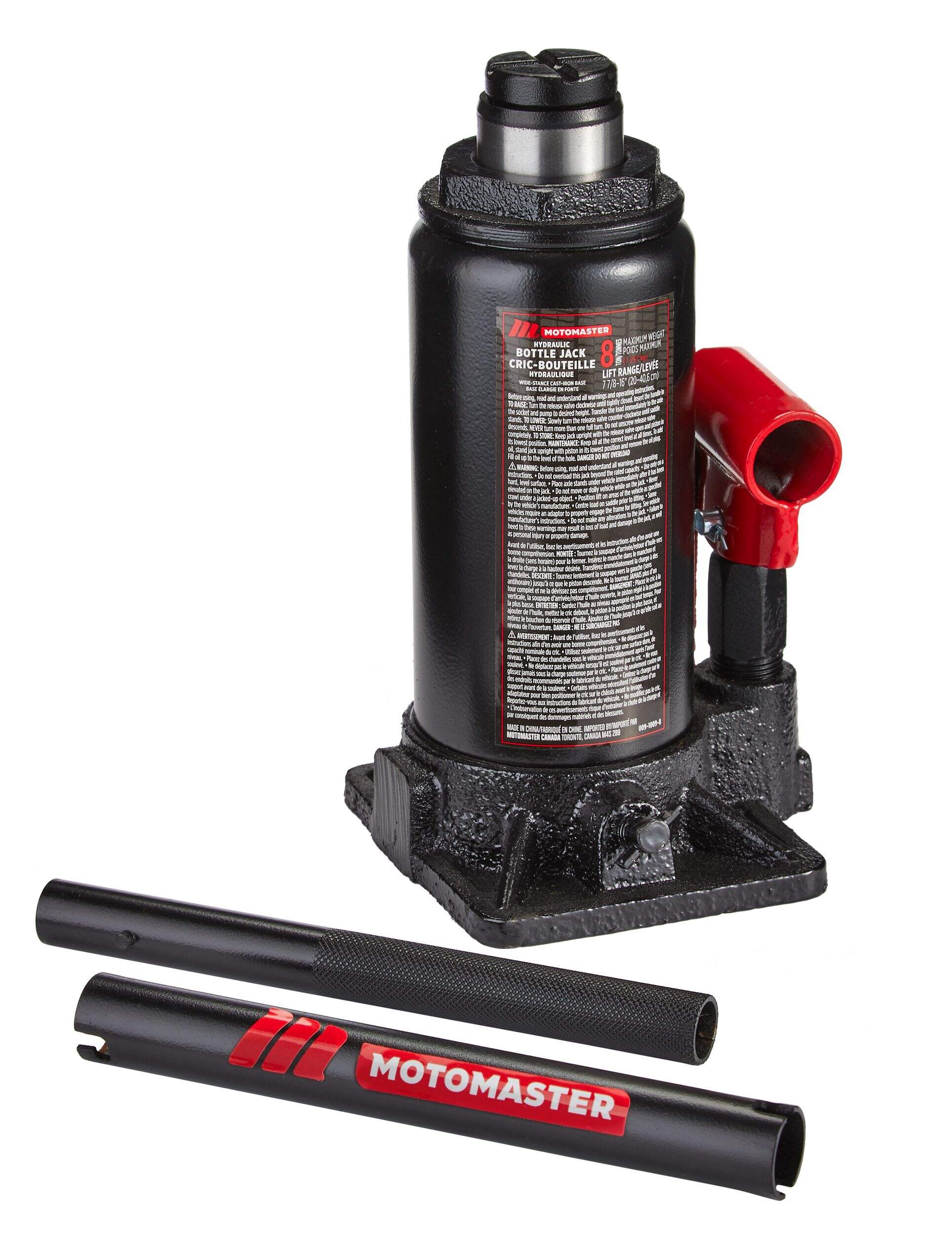 MotoMaster 8-Ton Hydraulic Bottle Jack Front_Angled_Right
